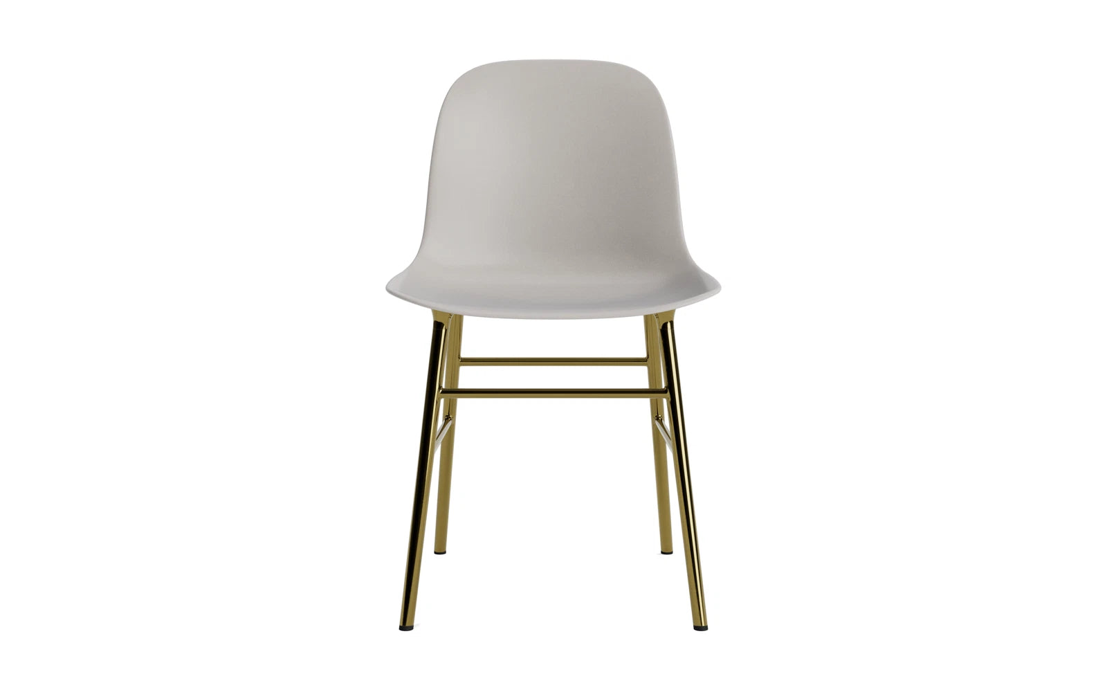 Entdecken Sie den Form Stuhl in warmem Grau mit edlen Messingbeinen von Normann Copenhagen – ein modernes Designhighlight für Ihr Zuhause.