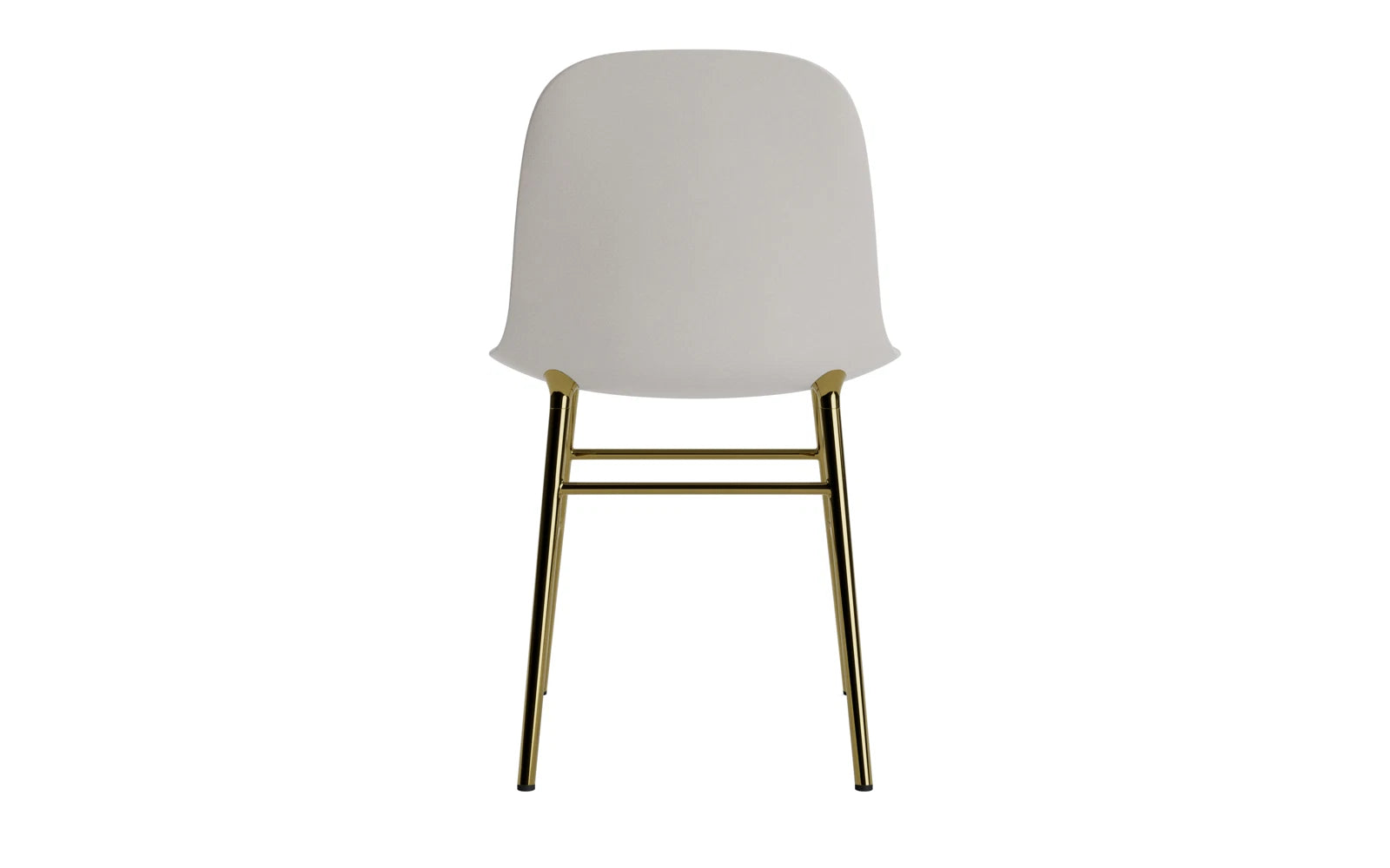 Eleganter Form Stuhl in warmem Grau mit stilvollen Messingbeinen von Normann Copenhagen – ideal für zeitgemäße Wohnräume.