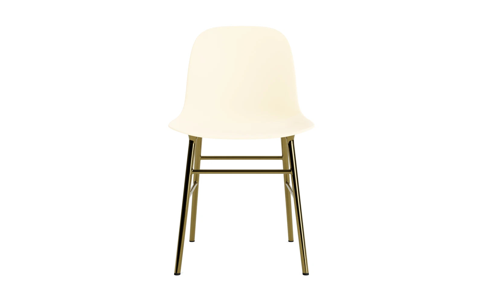 Eleganter Form Stuhl in Messing Creme von Normann Copenhagen, ideal für moderne Wohnräume und stilvolle Einrichtung.