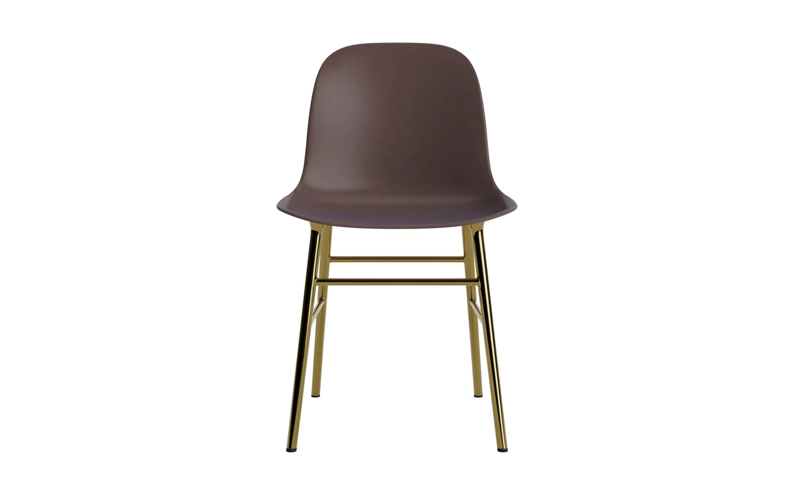 Eleganter Form Stuhl in Messing Braun von Normann Copenhagen, ideal für modernes Wohndesign und gemütliche Sitzgelegenheiten.