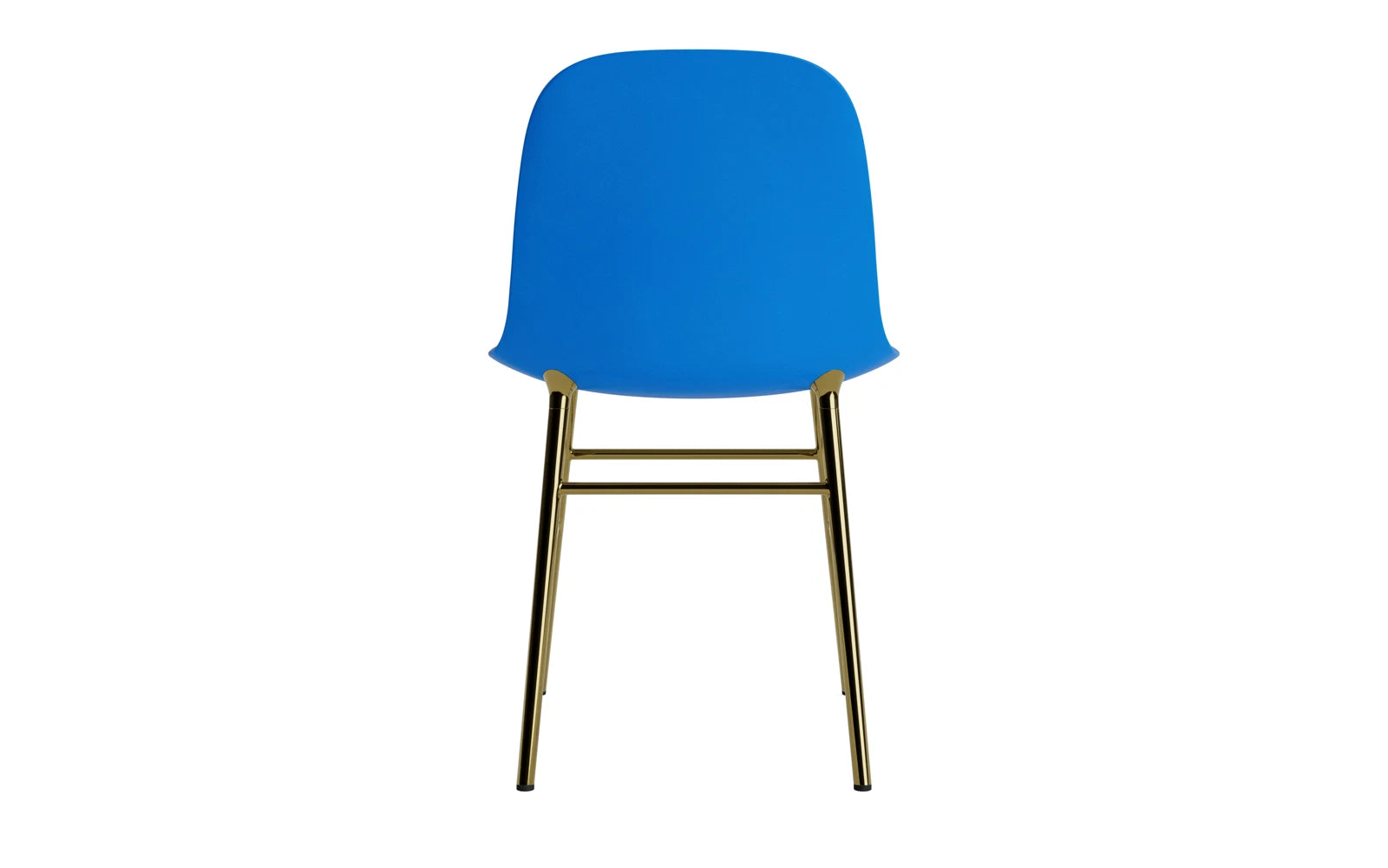 Entdecken Sie den Form Stuhl von Normann Copenhagen in leuchtendem Blau mit edlen Messingakzenten – ein stilvolles Highlight für jedes Zuhause.
