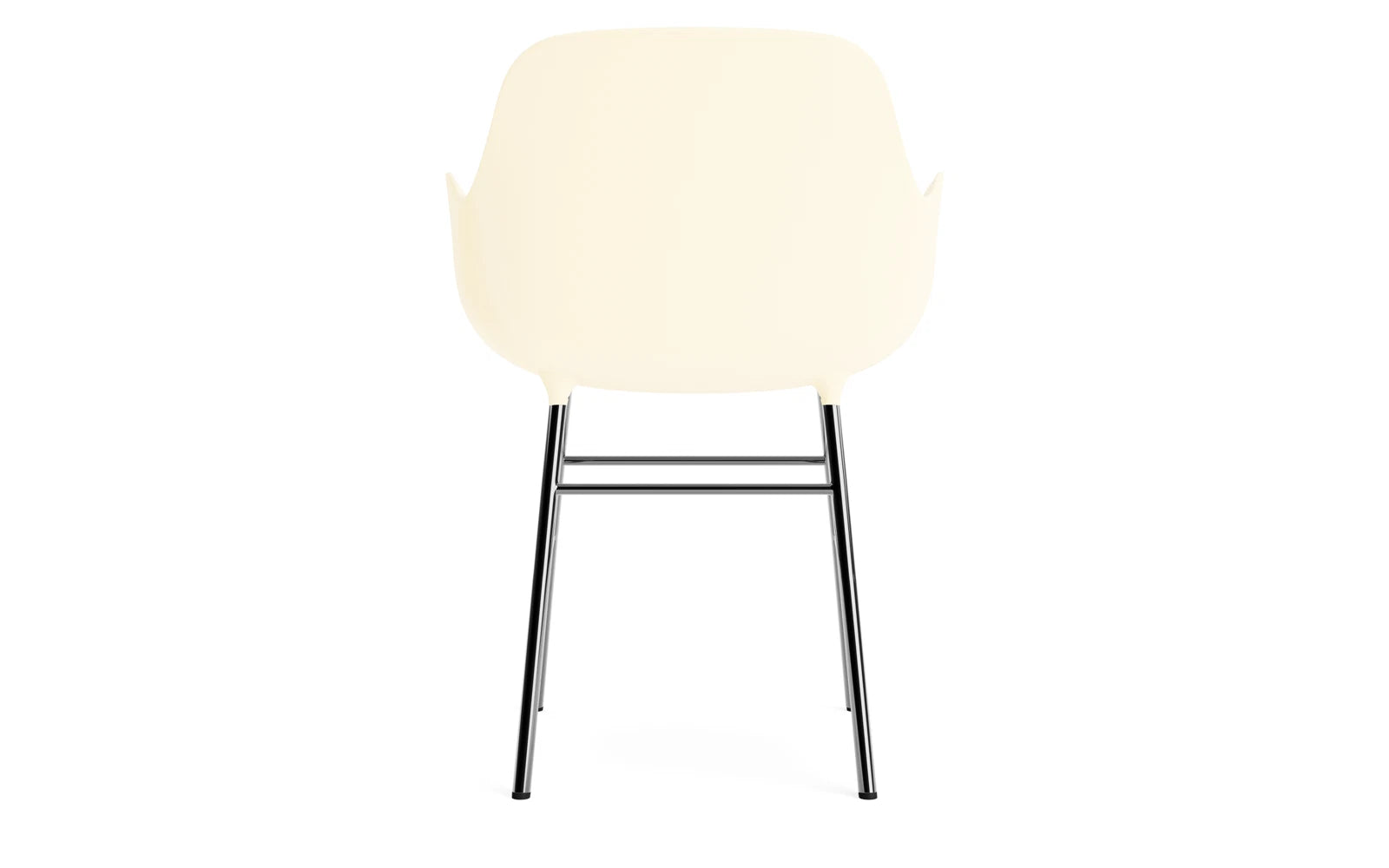 Eleganter Form Lehnstuhl in Chrom und Creme von Normann Copenhagen, perfekt für stilvolle Wohnräume und komfortables Sitzen.
