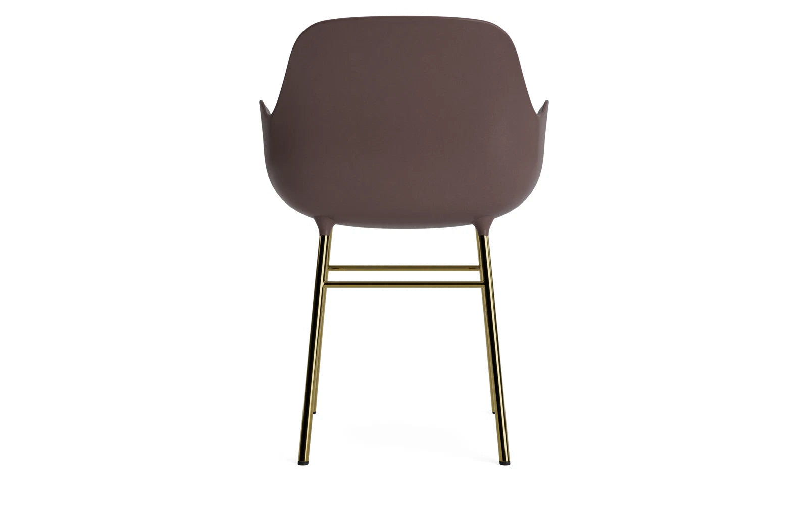Stilvoller Lehnstuhl in edlem Messing und warmem Braun von Normann Copenhagen, perfekt für gemütliche Leseecken und moderne Interiors.
