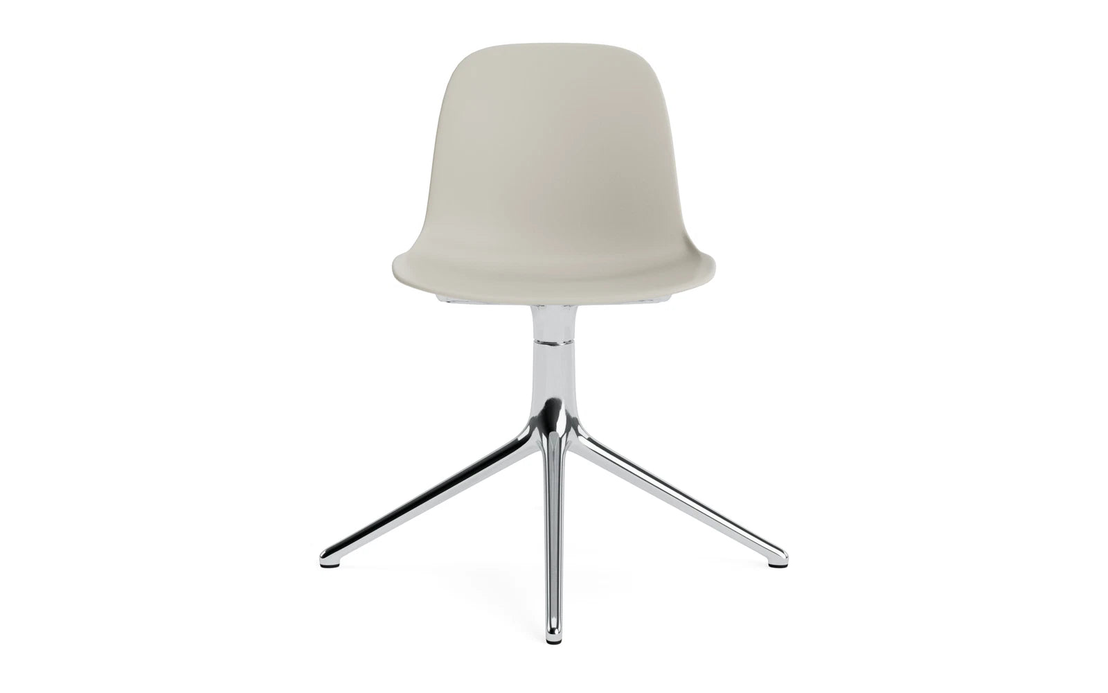 Moderner hellgrauer Drehstuhl aus Aluminium von Normann Copenhagen, perfekt für zeitgemäße Arbeitsumgebungen und stilvolle Akzente.
