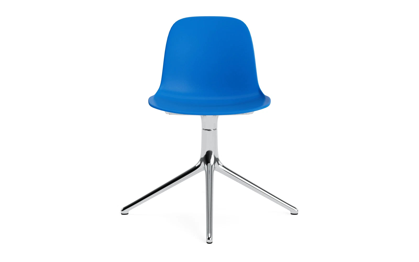 Moderner Form Drehstuhl in strahlendem Blau mit Aluminiumgestell – ideal für ein elegantes und zeitgemäßes Ambiente.