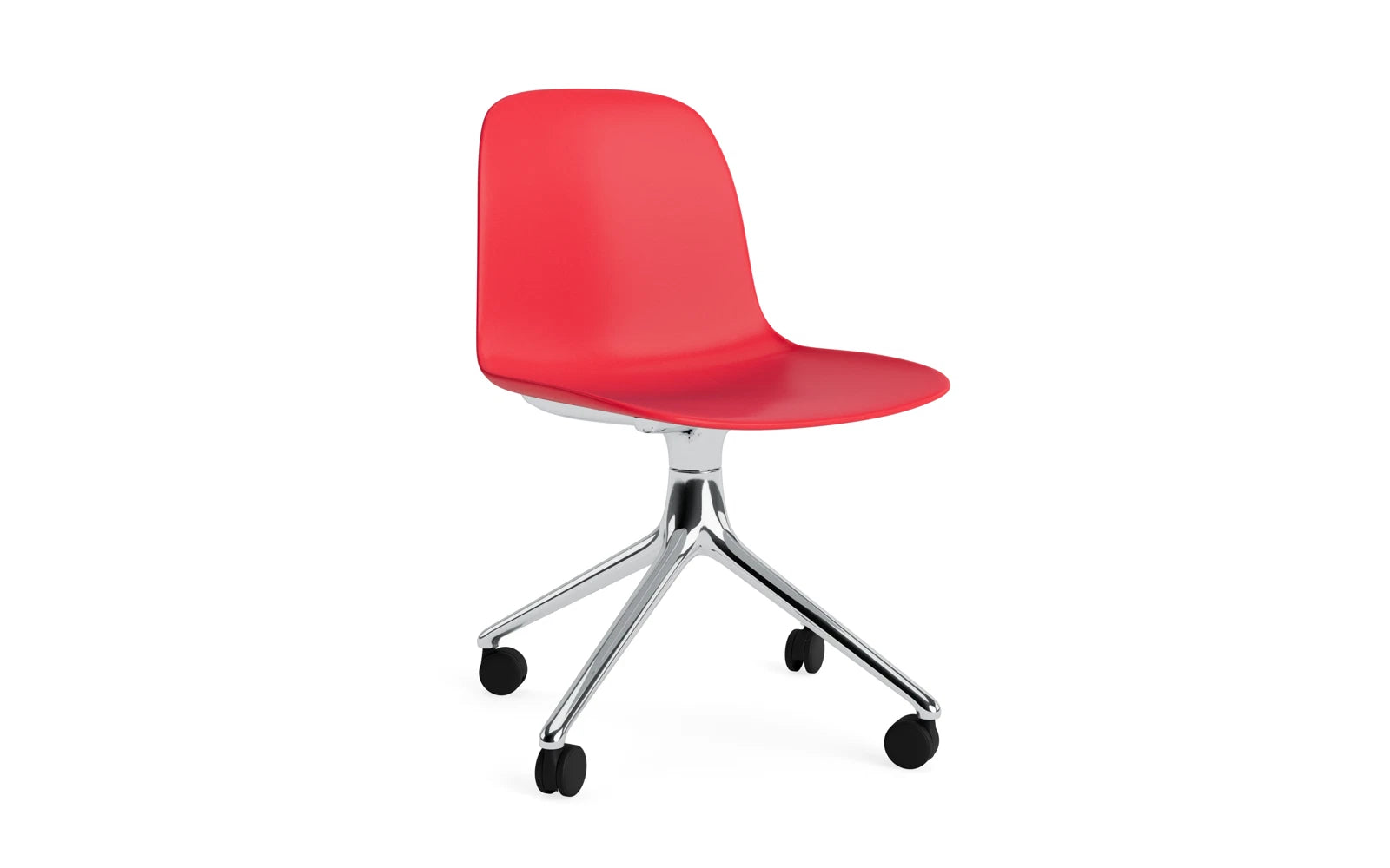 Form Drehstuhl 4W Aluminium/Leuchtendes Rot in  präsentiert im Onlineshop von KAQTU Design AG. Drehstuhl ist von Normann Copenhagen
