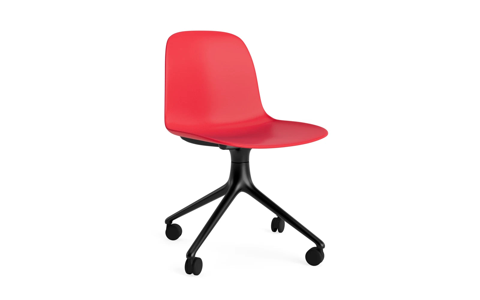 Form Drehstuhl 4W schwarzes Aluminium/Leuchtendes Rot in  präsentiert im Onlineshop von KAQTU Design AG. Drehstuhl ist von Normann Copenhagen