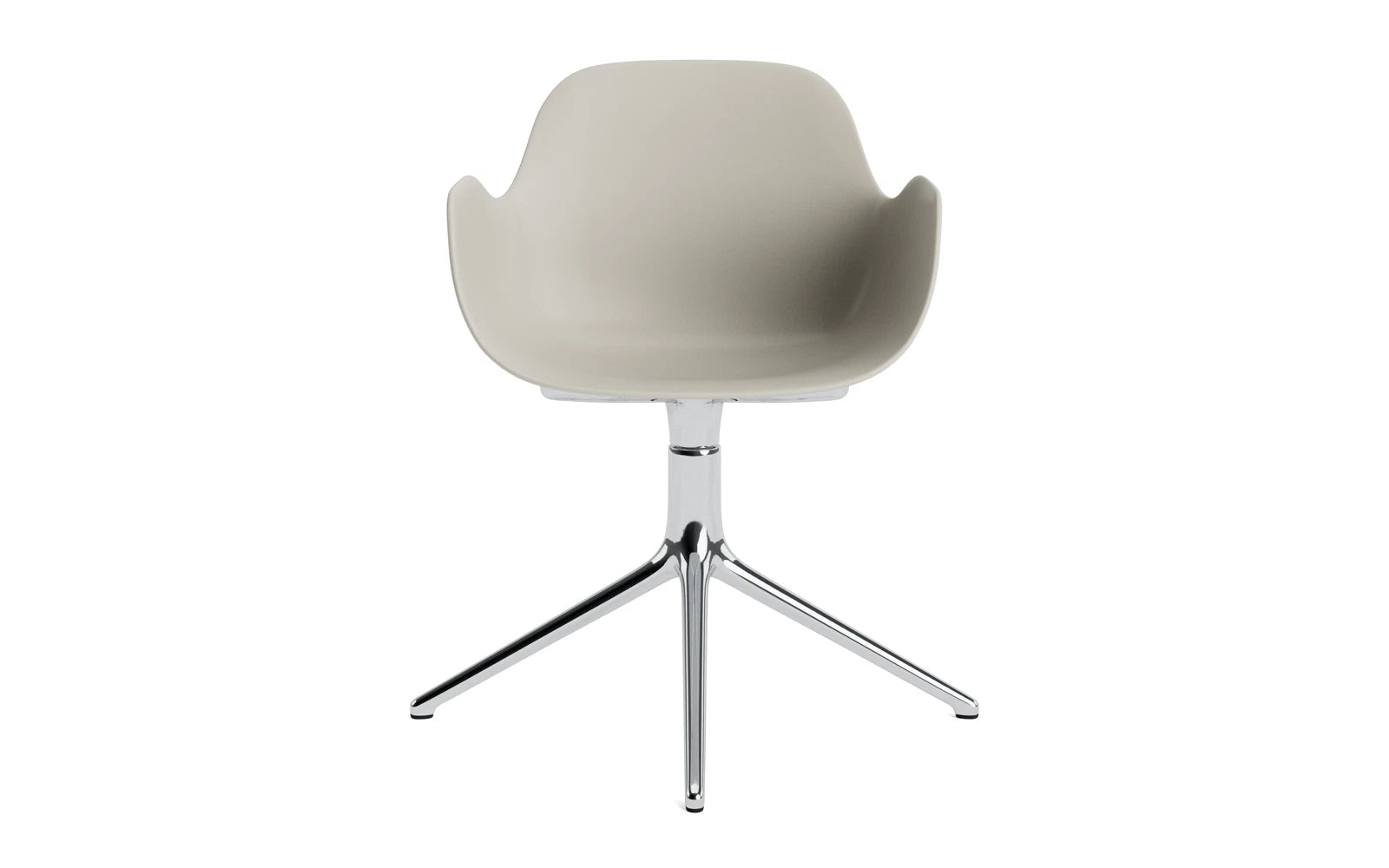 Eleganter hellgrauer Drehstuhl mit Aluminiumgestell von Normann Copenhagen – ideal für modernes Bürodesign und hohen Sitzkomfort.
