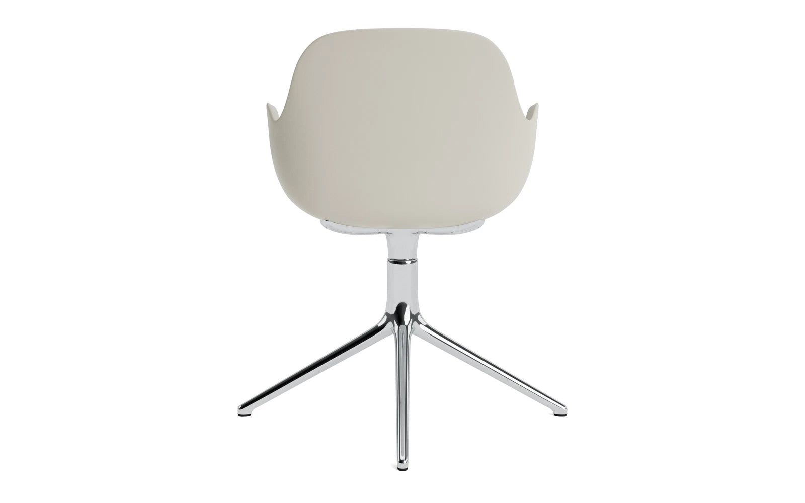 Moderner hellgrauer Drehstuhl von Normann Copenhagen mit elegantem Aluminiumgestell, ideal für stilvolle Büros und Wohnräume.