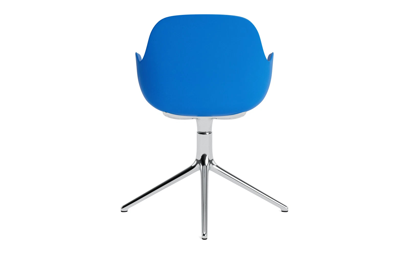 Moderner Form Drehstuhl in leuchtendem Blau mit elegantem Aluminiumrahmen von Normann Copenhagen – ideal für stilvolle Büros und Wohnräume.
