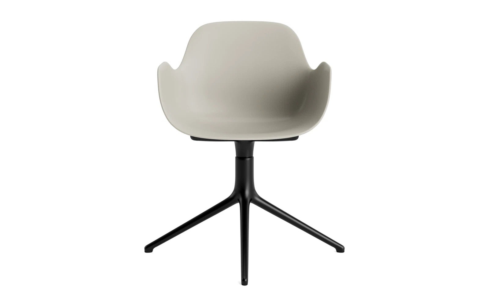 Eleganter Bürostuhl in Hellgrau mit stabilem schwarzen Aluminiumrahmen, ideal für moderne Büros und stilvolle Wohnräume.