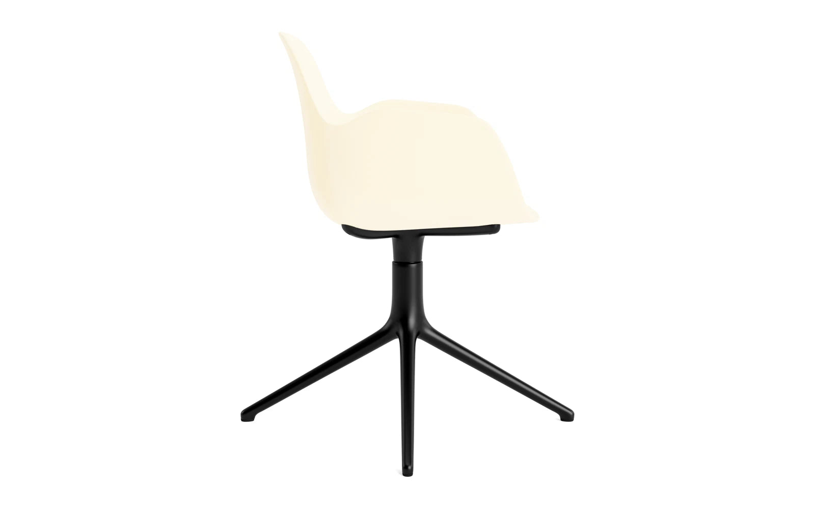 Eleganter Drehstuhl in Creme mit schwarzem Aluminiumgestell, ideal für stilvolle Büros und inspirierende Arbeitsplätze.