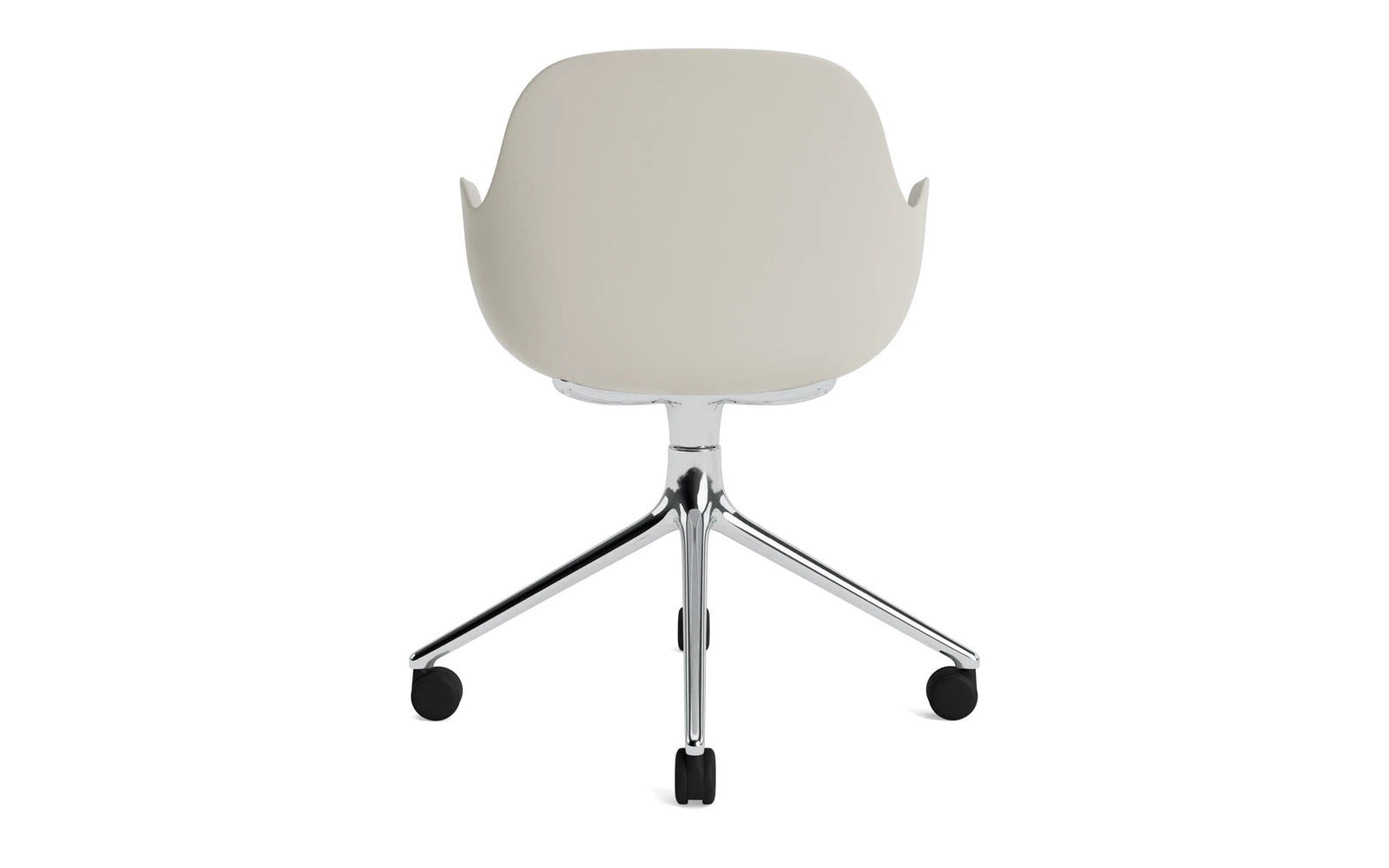 Moderner Form Drehstuhl 4W von Normann Copenhagen in Hellgrau, ideal für komfortable Büroumgebungen und kreative Arbeitsplätze.