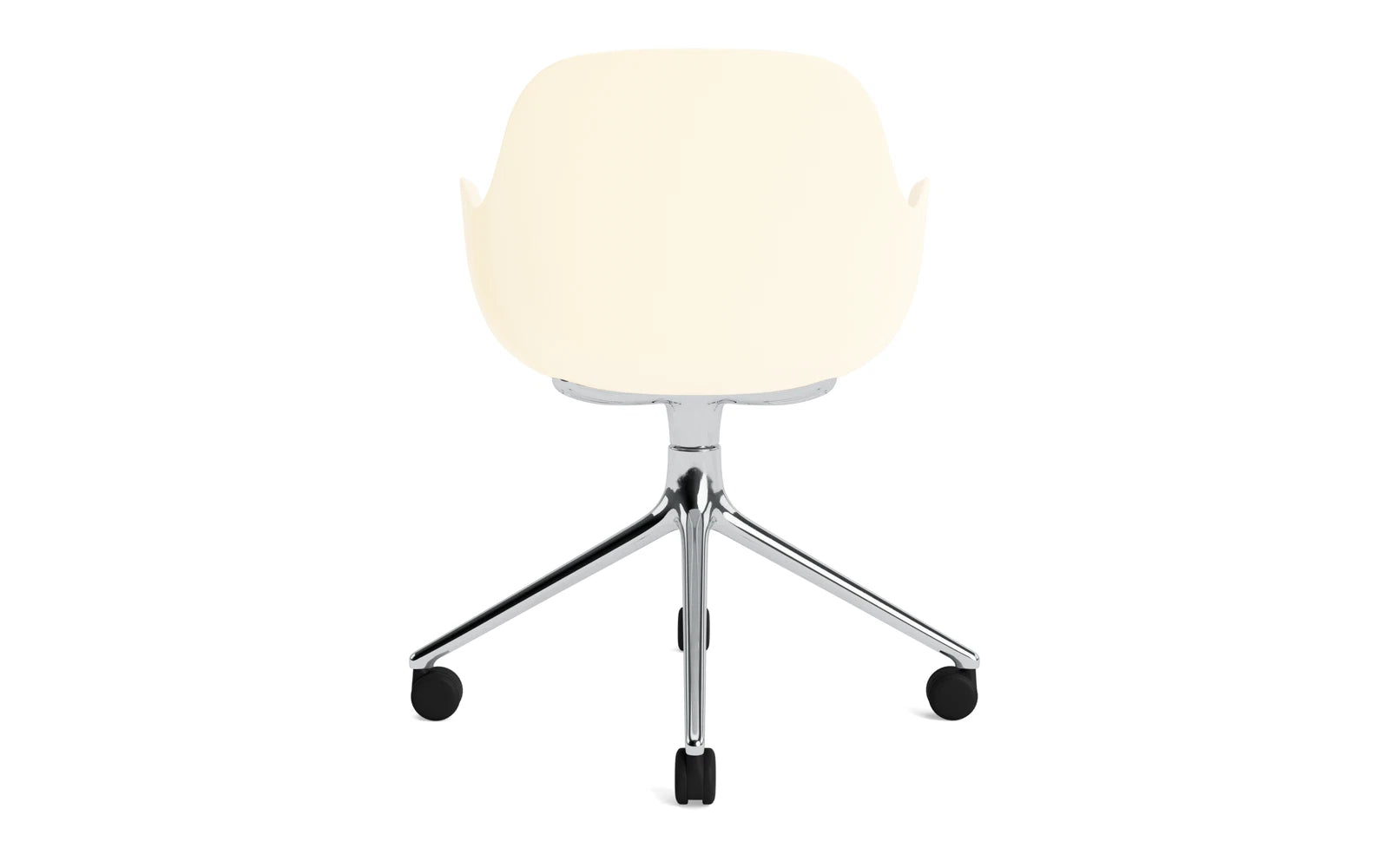 Moderner Form Drehstuhl 4W aus Aluminium in Creme, ideal für stilvolle Büros und Home-Offices, vereint Komfort und zeitgemäßes Design.