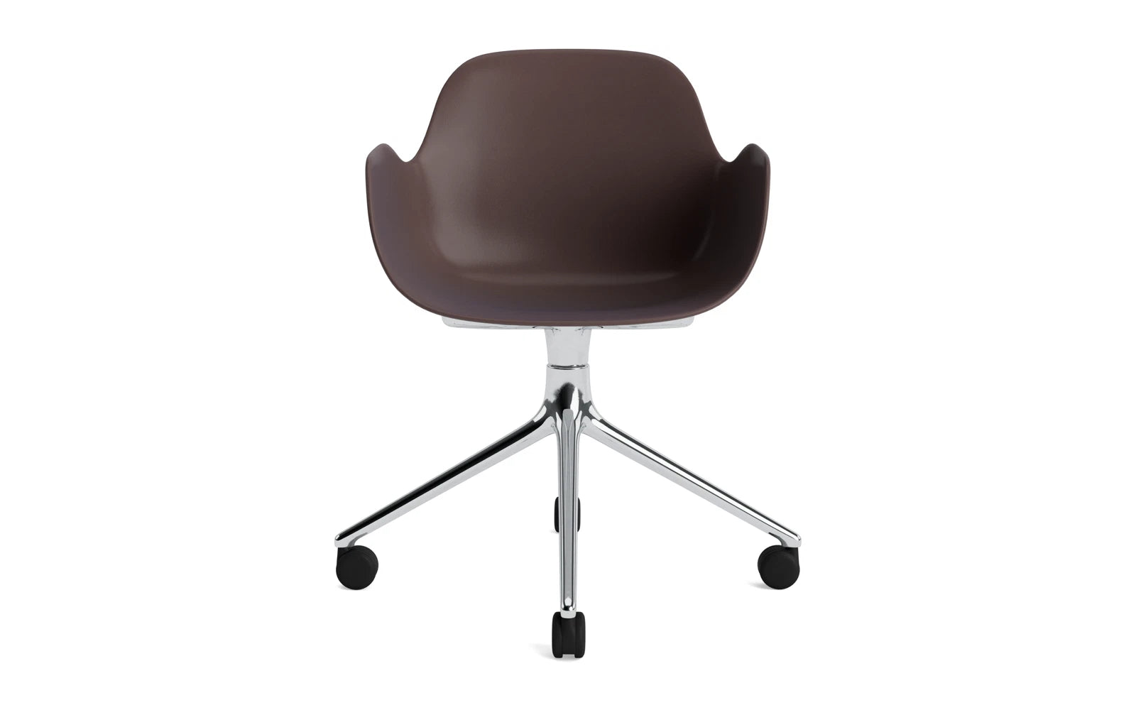 Eleganter Form Drehstuhl 4W aus Aluminium und braunem Material, ideal für modernes Arbeiten und stilvolle Einrichtung im Büro.