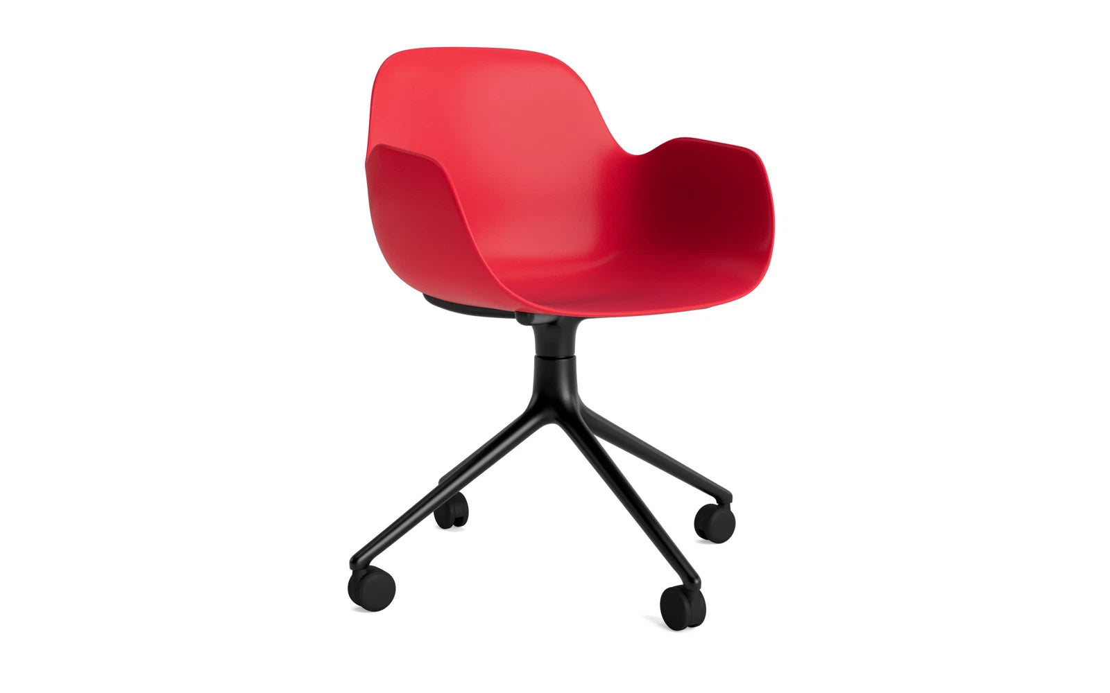 Form Drehsessel 4W schwarzes Aluminium/Leuchtendes rot in  präsentiert im Onlineshop von KAQTU Design AG. Sessel ist von Normann Copenhagen