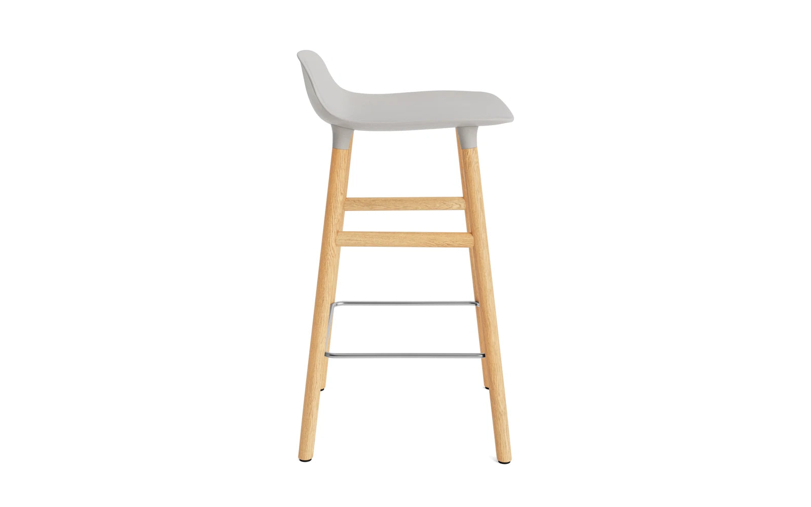 Eleganter Barstuhl in warmem Grau mit Eiche, ideal für moderne Wohnräume und Bars. Komfortabel und stilvoll gestaltet.