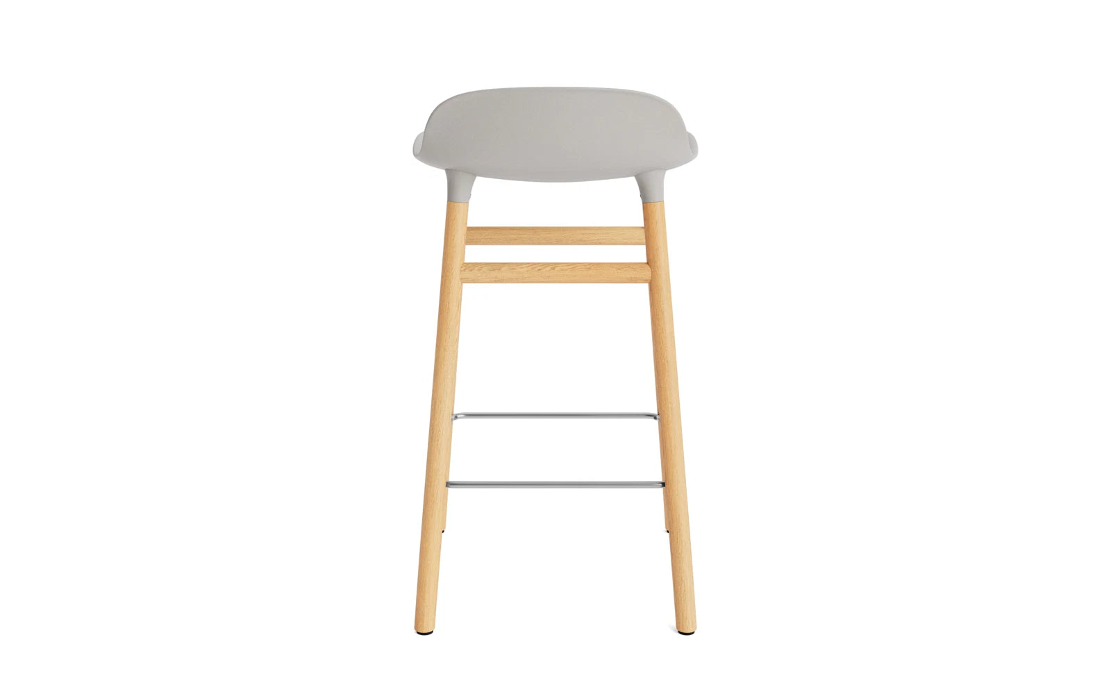 Eleganter Barstuhl in warmem Grauton mit Eichelementen, perfekt für stilvolle Innenräume und gemütliche Bars, Höhe 65 cm.