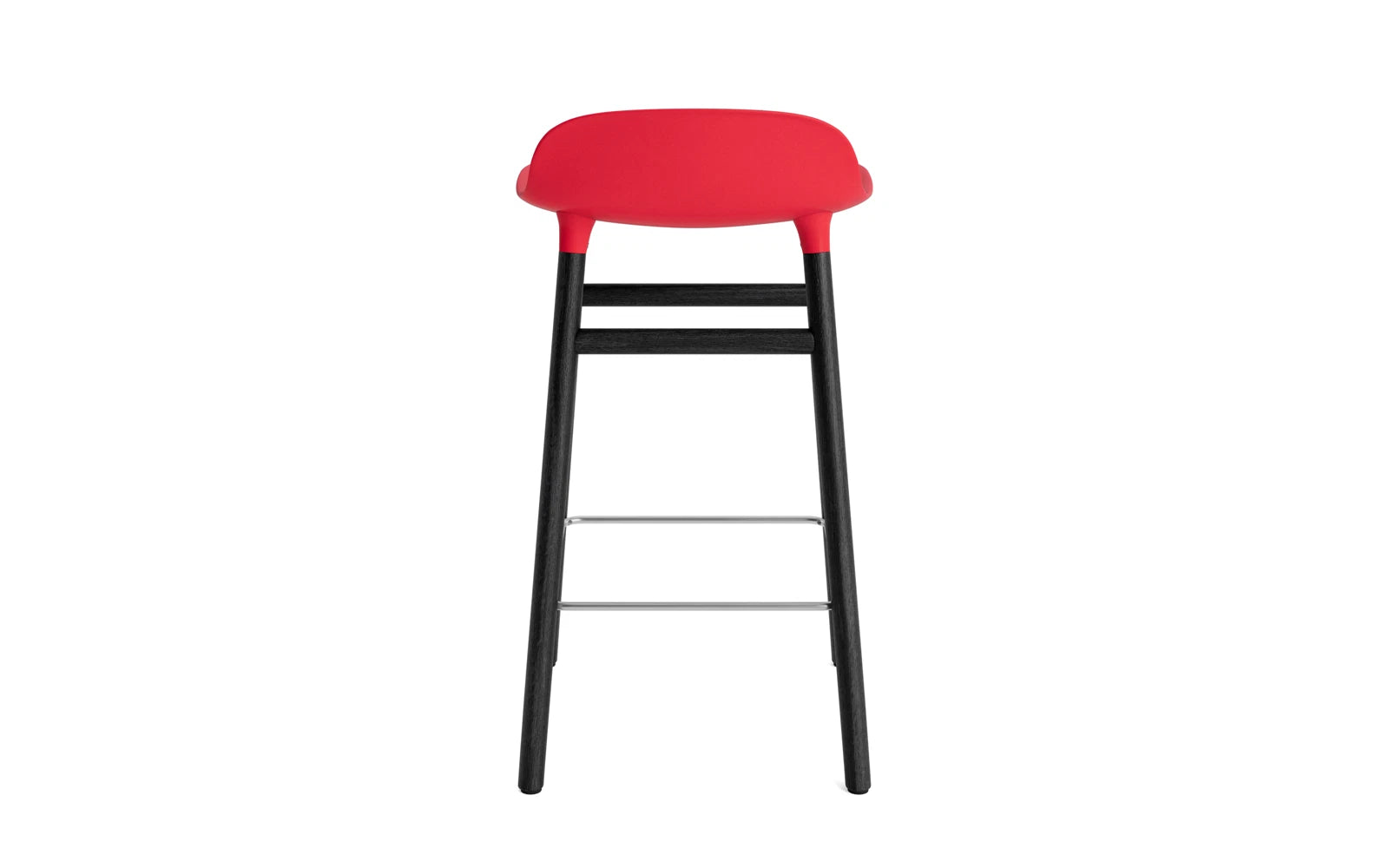 Der Form Barstuhl von Normann Copenhagen in leuchtendem Rot und stilvollem Schwarz – ideal für trendbewusste Wohnräume.