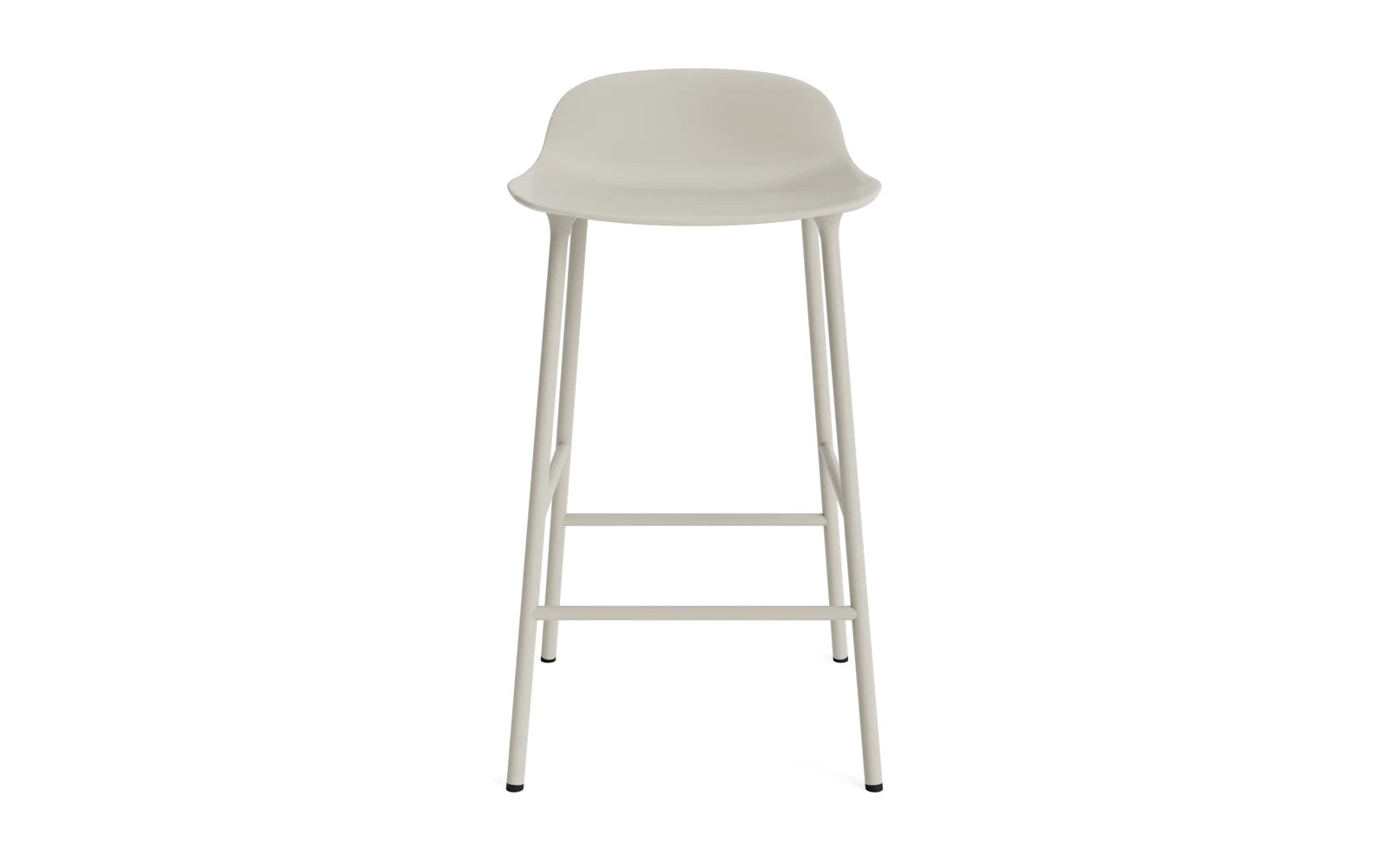 Erleben Sie den stilvollen Form Barstuhl 65 cm in hellgrau mit robustem Stahlgestell von Normann Copenhagen – die perfekte Ergänzung für moderne Küchen und Bars.