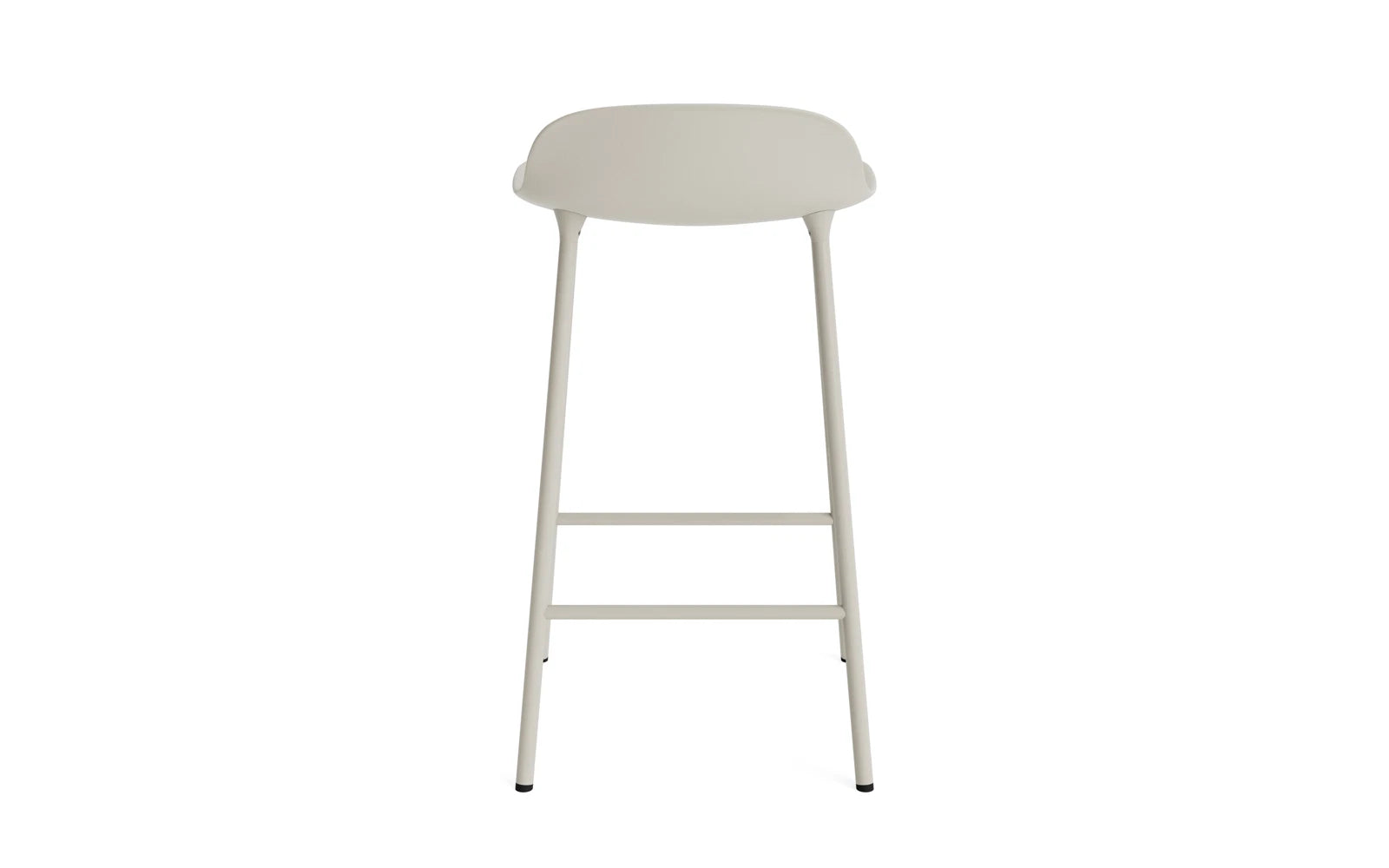 Entdecken Sie den eleganten Form Barstuhl in hellgrau mit stabilem Stahlrahmen von Normann Copenhagen – ideal für zeitgemäße Wohnräume.