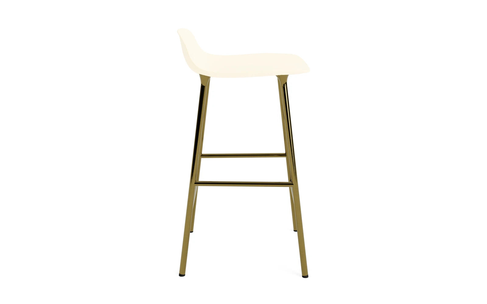 Entdecken Sie den Form Barstuhl 65 cm in Messing und Creme – ein elegantes Möbelstück, das modernes dänisches Design und hohe Funktionalität perfekt kombiniert.
