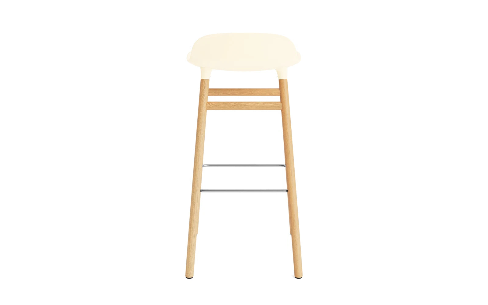 Moderner Barstuhl in Creme mit Eichelementen, 75 cm hoch, perfekt für trendige Bars und stilvolle Inneneinrichtungen.