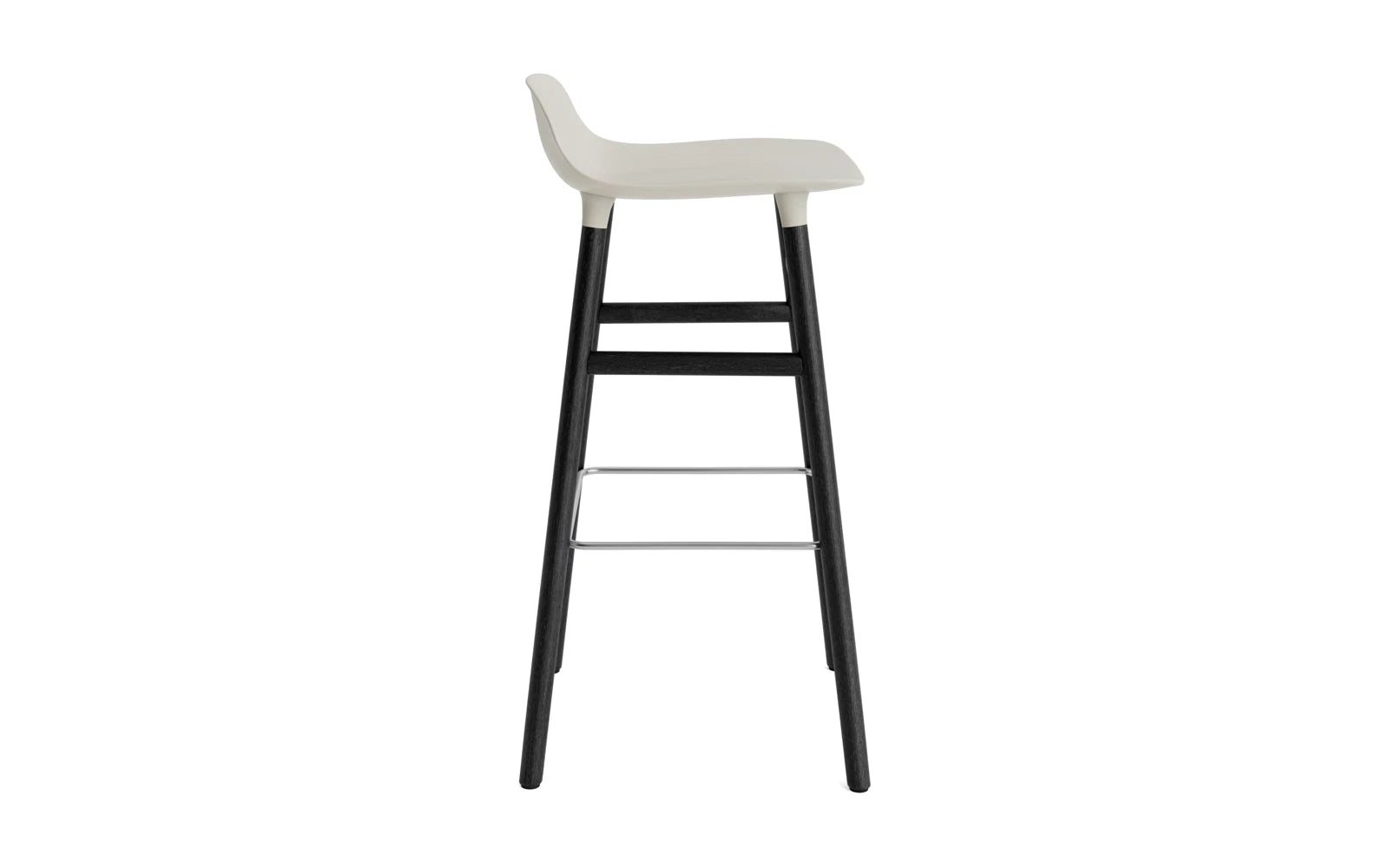 Entdecken Sie den Form Barstuhl von Normann Copenhagen in elegantem hellgrau/schwarz. Ideal für Bars und Küchen, vereint er modernes Design mit optimalem Komfort.