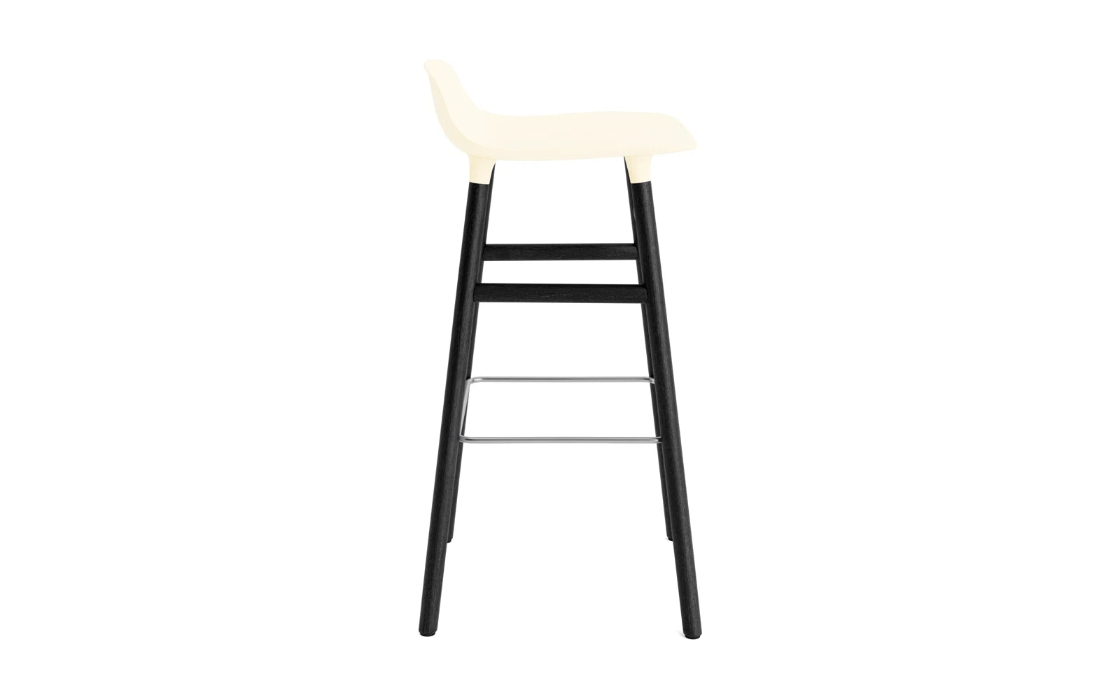 Stylischer Barstuhl in creme und schwarz von Normann Copenhagen, 75 cm hoch, perfekt für zeitgemäße Einrichtung und gemütliche Bar-Atmosphäre.