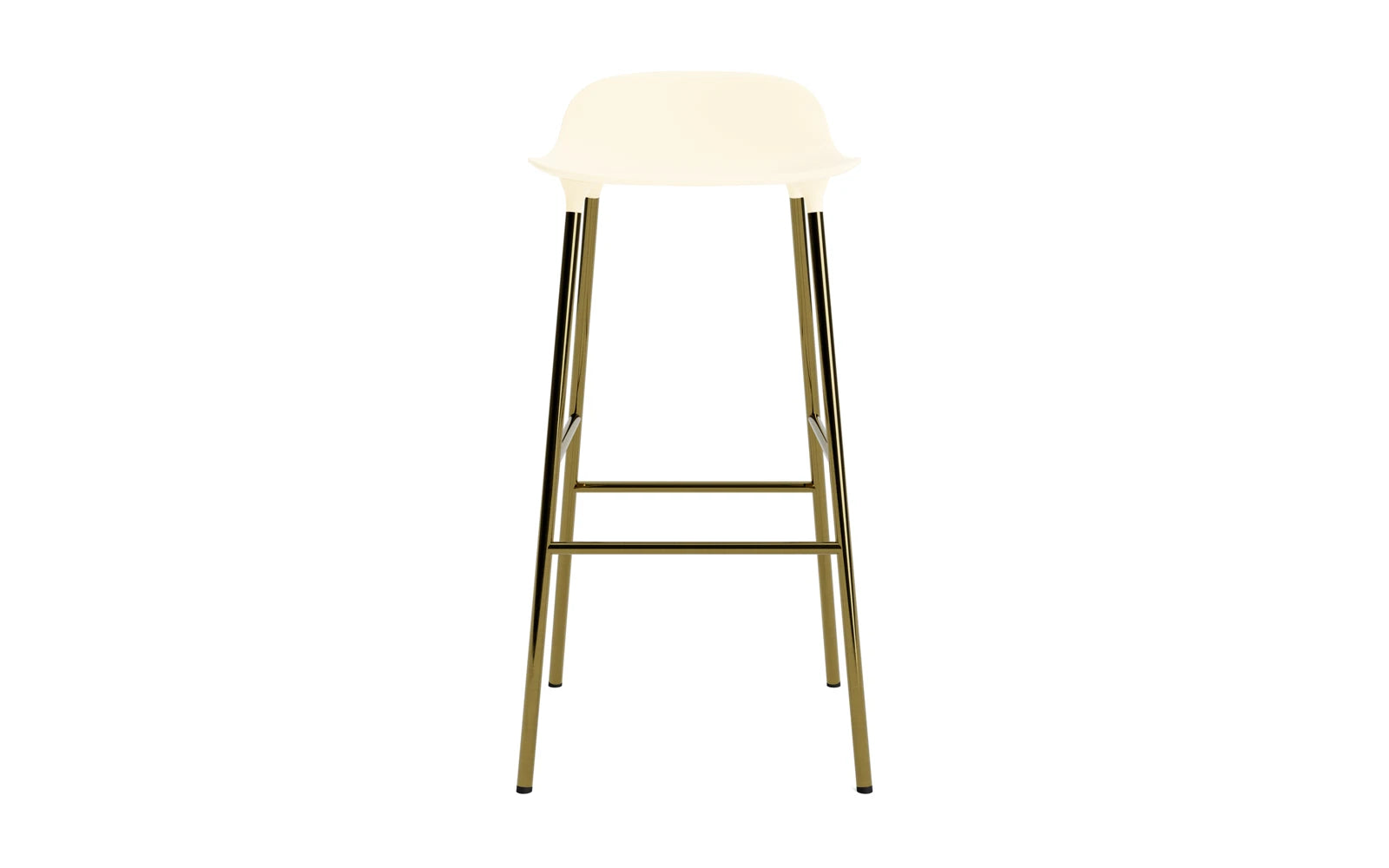 Erleben Sie den Form Barstuhl 75 cm in stilvollem Messing und Creme von Normann Copenhagen – die perfekte Kombination aus Eleganz und Funktionalität.