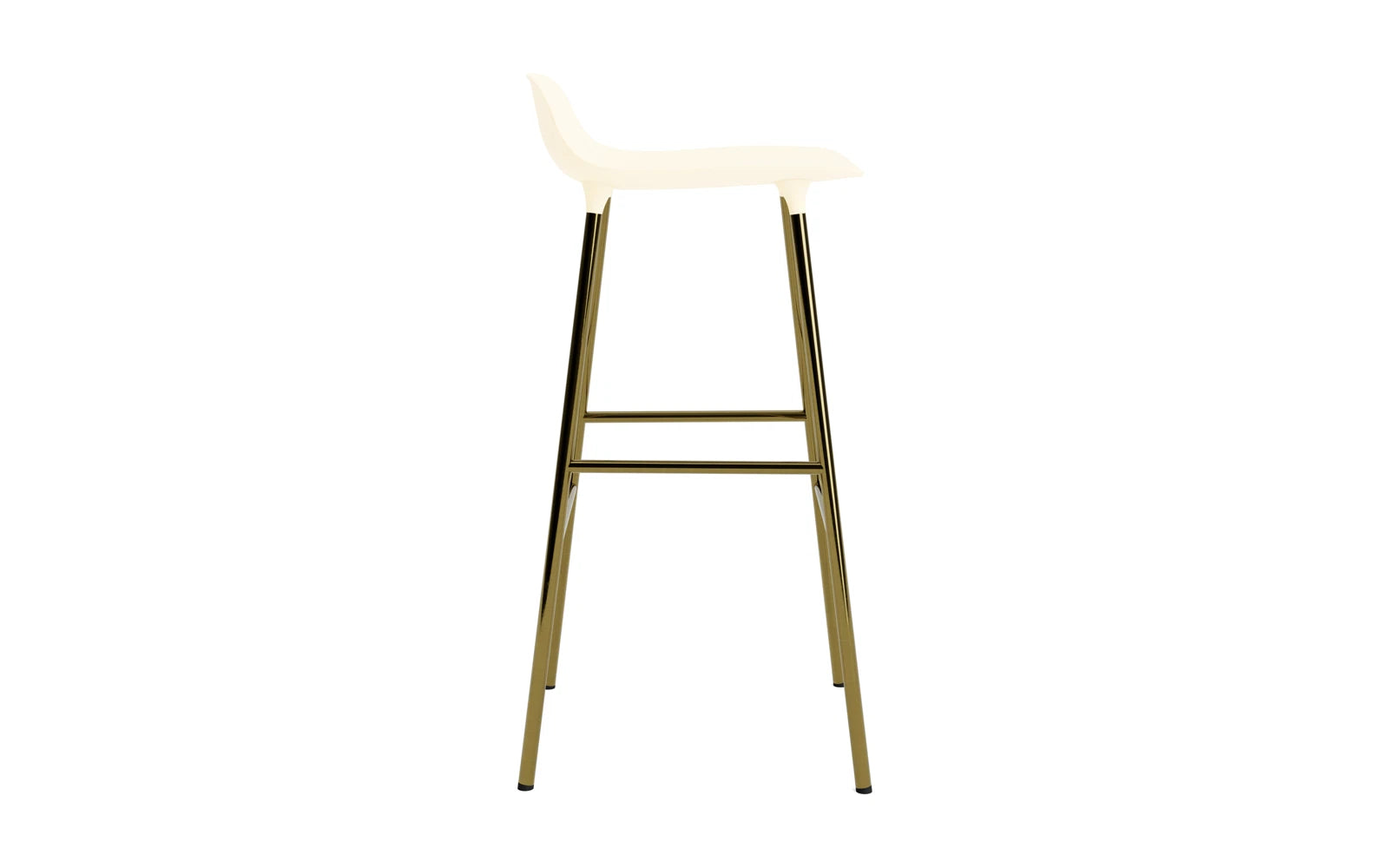Eleganter Form Barstuhl in Messing und Creme von Normann Copenhagen, ideal für stilvolle Bar- und Essbereich-Gestaltung.