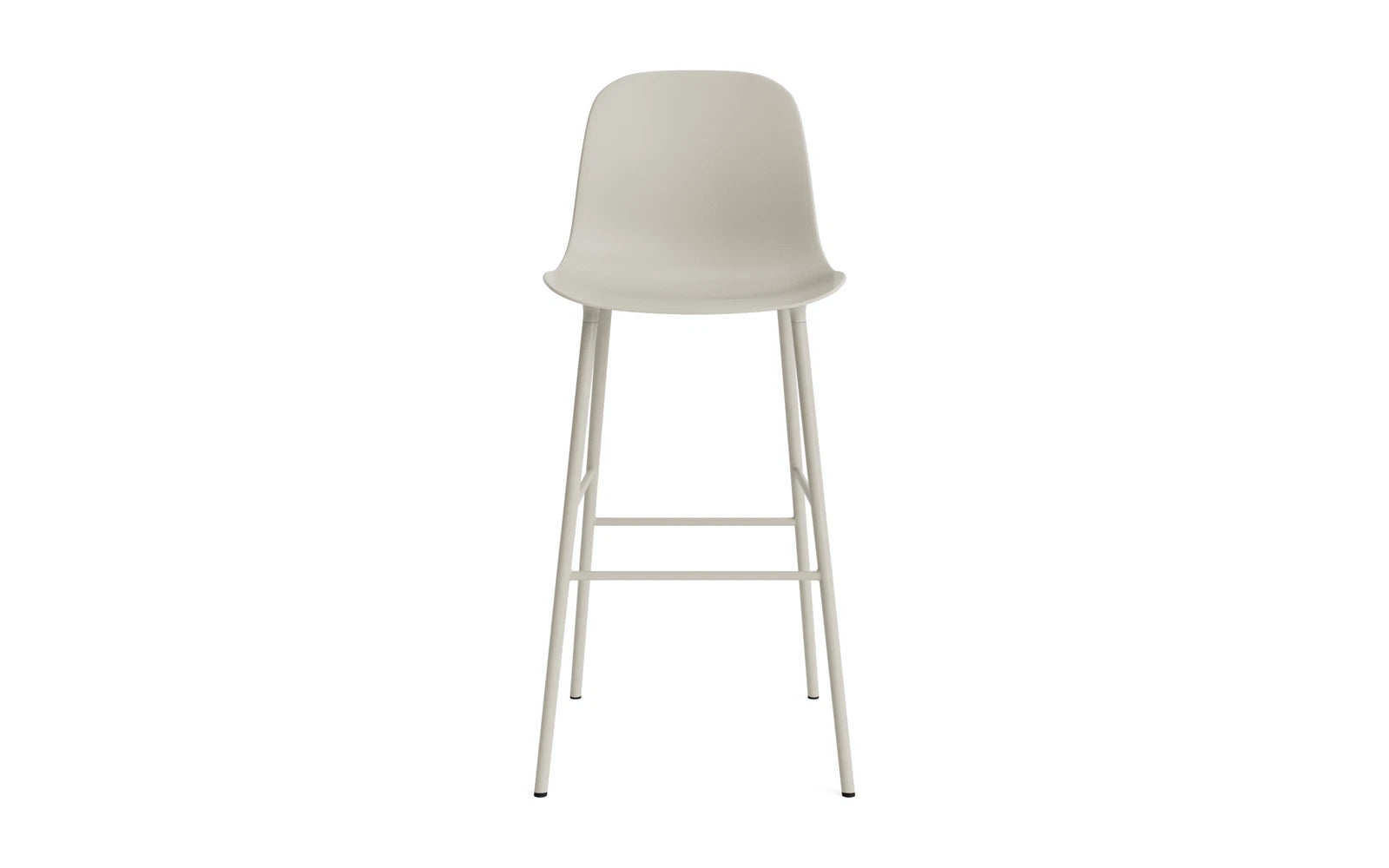 Eleganter Form Barstuhl in Hellgrau von Normann Copenhagen, ideal für moderne Barbereiche und hohe Tische, vereint Funktionalität und skandinavische Ästhetik.