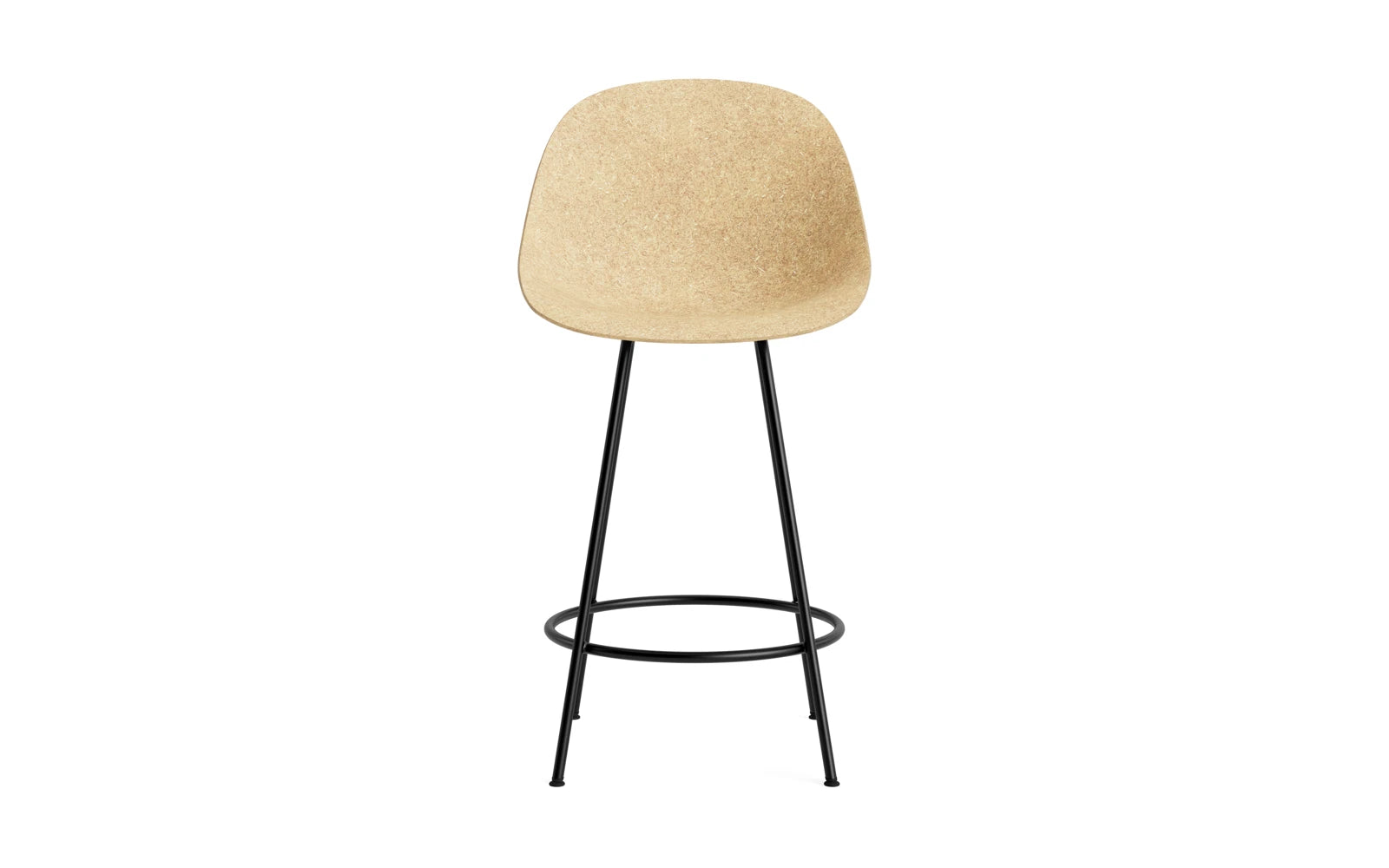Eleganter Mat Barstuhl von Normann Copenhagen, 65 cm hoch, aus strapazierfähigem Hanf und schwarzem Stahl – ideal für moderne Wohnräume.