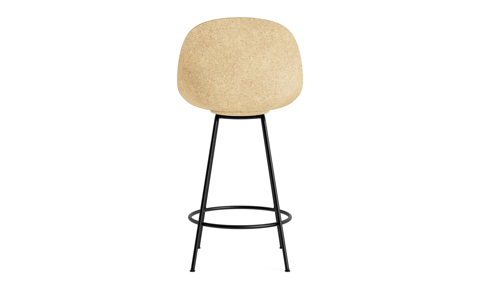 Eleganter Mat Barstuhl von Normann Copenhagen, 65 cm hoch, gefertigt aus strapazierfähigem Hanf und schwarzem Stahl, ideal für moderne Wohnräume.