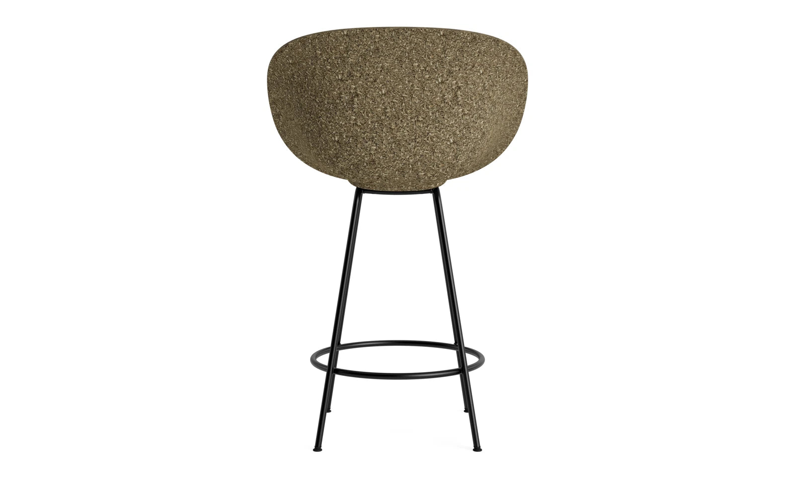 Stylischer Mat Barstuhl mit Armlehne von Normann Copenhagen, kombiniert schwarzes Stahlgestell mit einem Sitz aus hochwertigem Seegras.