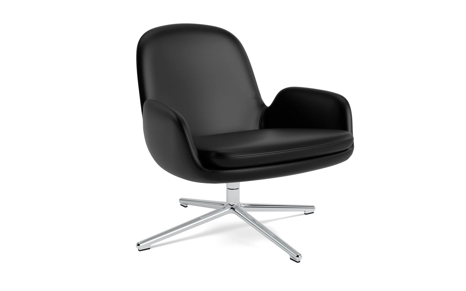 Eleganter Era Lounge-Sessel mit niedrigem Drehgestell aus Aluminium von Normann Copenhagen, ideal für moderne Wohnräume und entspannte Stunden.