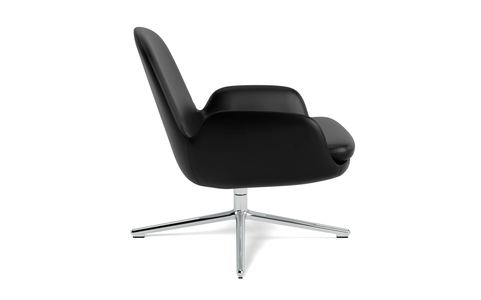 Moderner Era Lounge-Sessel mit niedrigem Aluminium-Drehgestell, perfekt für gemütliche Stunden und zeitgemäße Einrichtung.