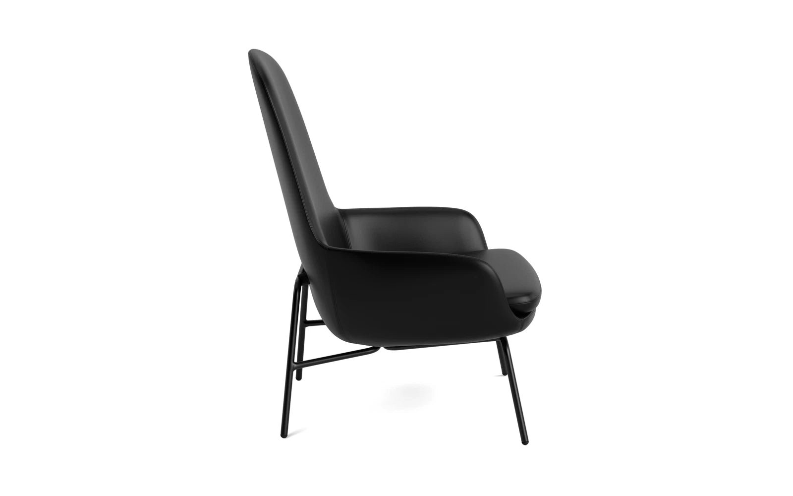 Moderner Era Lounge-Sessel mit hohem Rücken aus schwarzem Stahl, ideal für entspannte Momente und zeitgemäßes Design in jedem Raum.