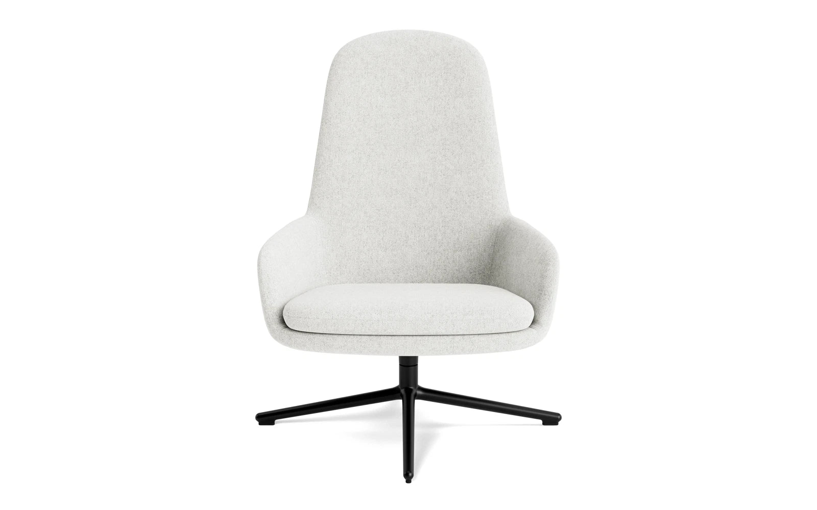 Eleganter Era Lounge-Sessel mit hohem Rücken und drehbarem Gestell aus schwarzem Aluminium, bezogen mit hochwertigem Hallingdal-Stoff.