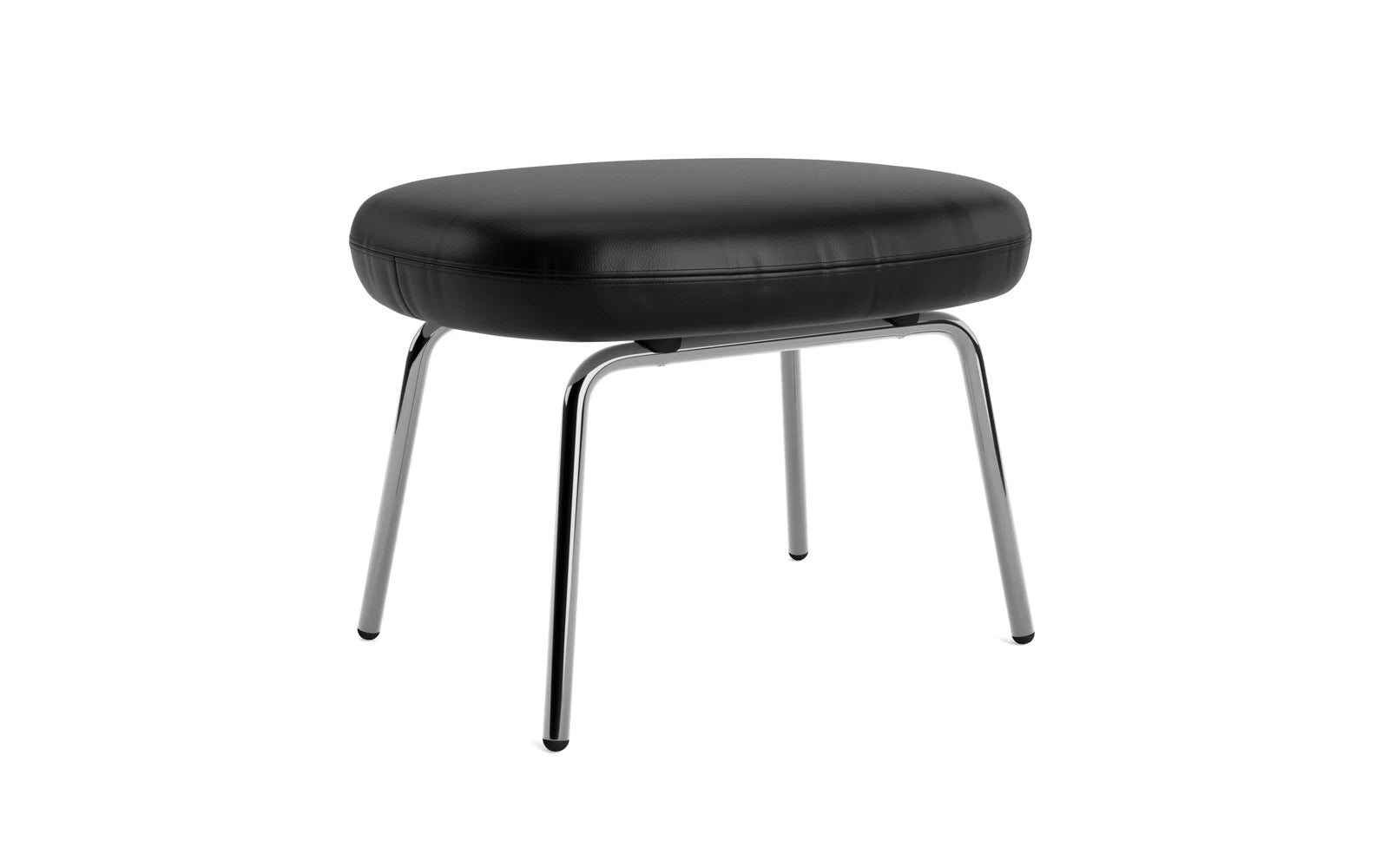 Eleganter Era Fusshocker in Chrom von Normann Copenhagen, ideal für stilvolle Entspannung und vielseitige Nutzung im Wohnraum.