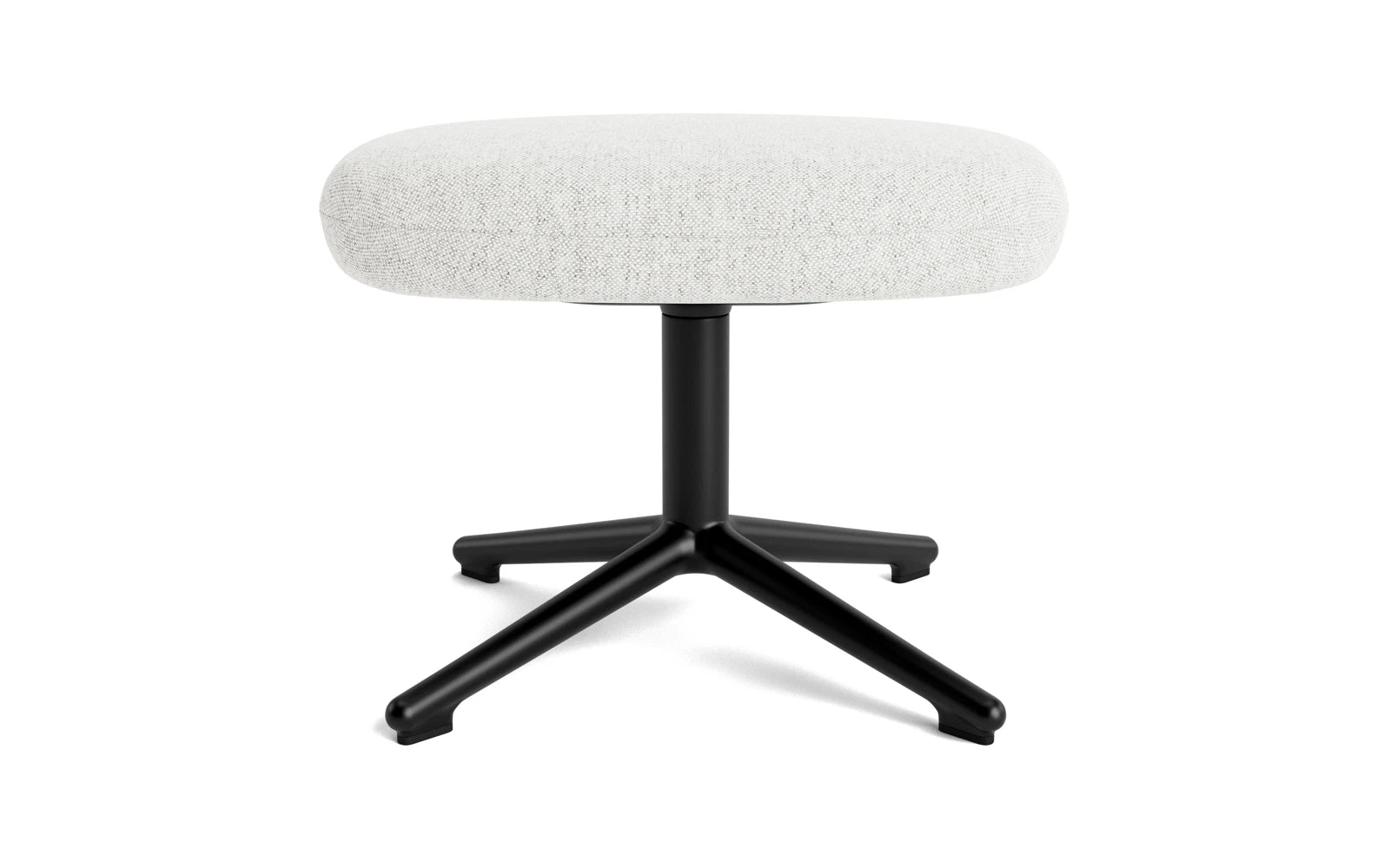 Eleganter Era Fusshocker Swivel in Schwarz, gefertigt aus Aluminium und Hallingdal-Stoff, ideal für stilvolle Wohnräume.