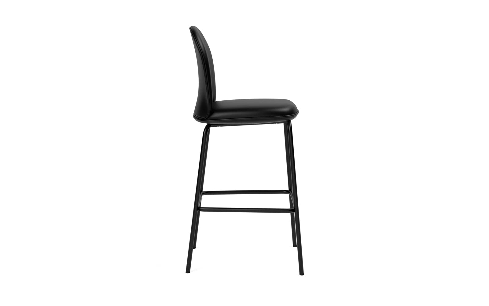 Eleganter Ace Barstuhl mit 75 cm Höhe, gepolstert in Schwarz, robustem Stahlrahmen – ideal für moderne Bars und Essbereiche.