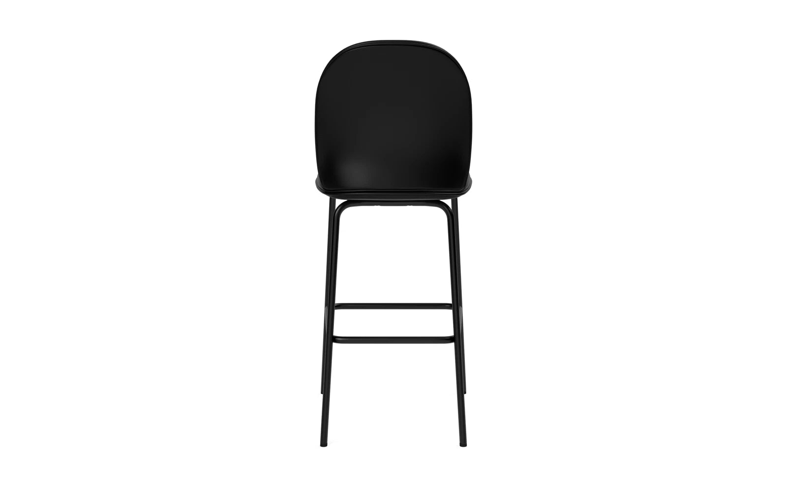Eleganter Ace Barstuhl mit 75 cm Sitzhöhe, gepolstert in edlem Schwarz, gefertigt aus langlebigem Stahl – perfekt für stilvolle Bar- und Esszimmer.