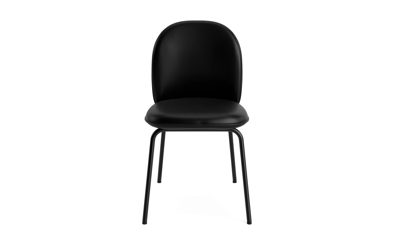 Moderner Ace Stuhl von Normann Copenhagen, gepolstert in Schwarz mit stabilen Stahlbeinen, perfekt für stilvolle Wohnräume.