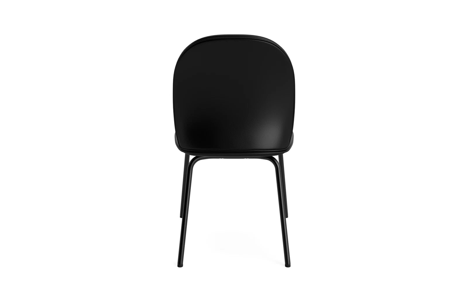 Moderner Ace Stuhl von Normann Copenhagen, gepolstert in Schwarz, mit stabilen Stahlbeinen, perfekt für stilvolle Wohnräume.