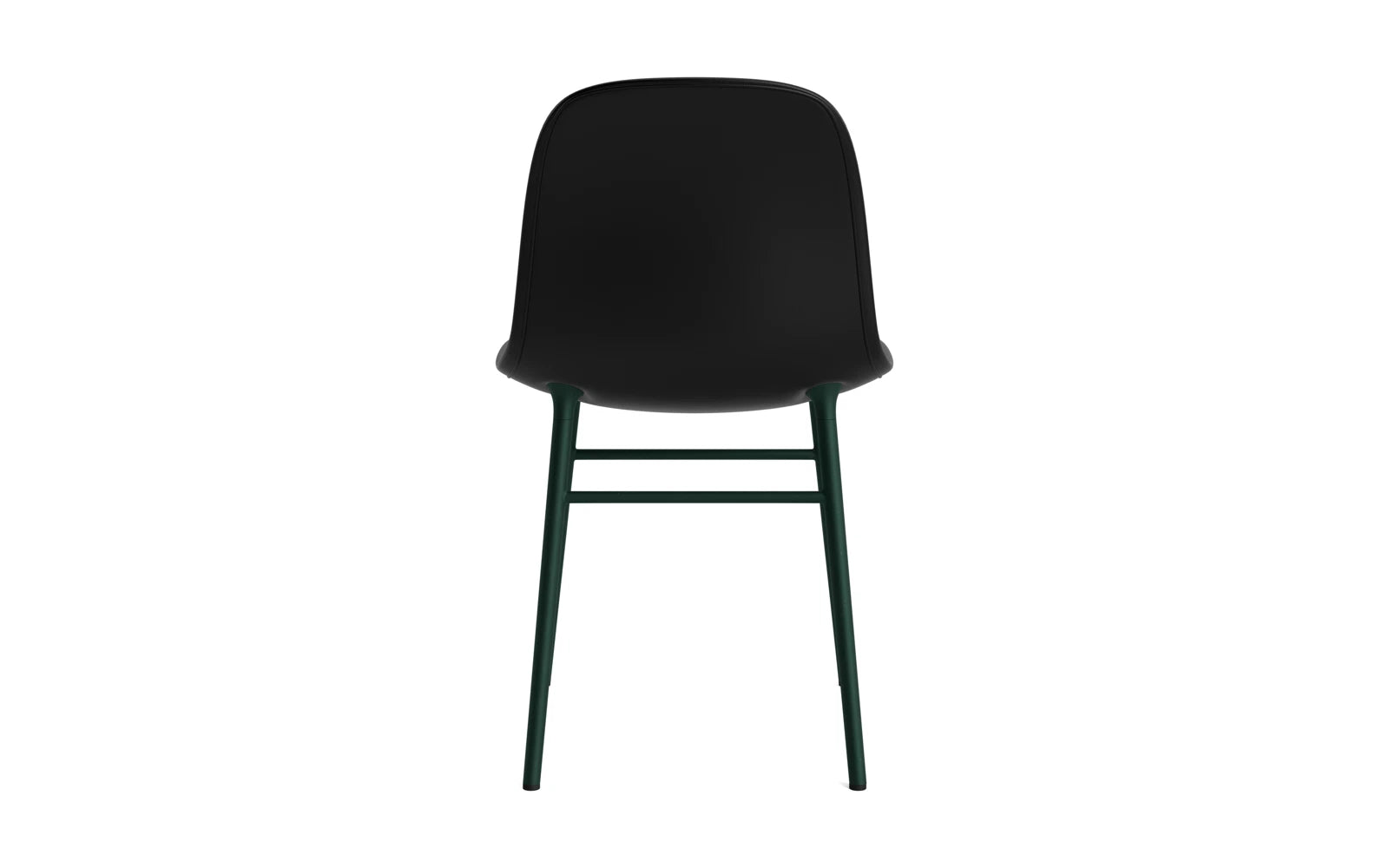 Eleganter Form Stuhl in gepolstertem Grün mit robustem Stahlgestell von Normann Copenhagen – ideal für modernes Wohnen.