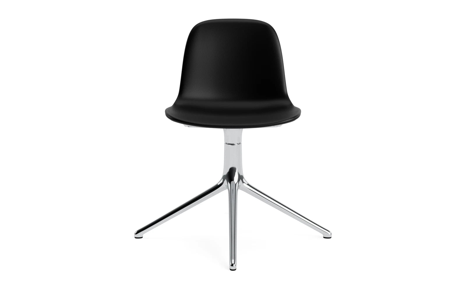 Eleganter Form Drehstuhl 4L aus robustem schwarzem Aluminium, ausgestattet mit einem bequemen Vollpolster für höchsten Sitzkomfort.