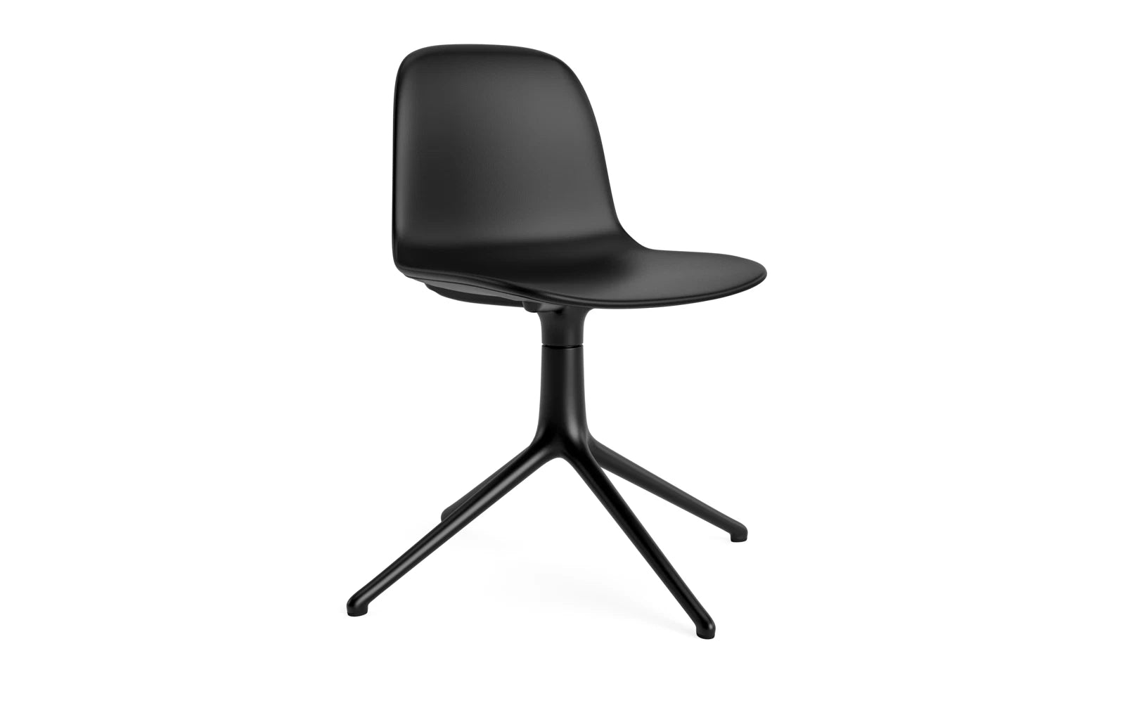 Moderner Form Drehstuhl 4L aus schwarzem Aluminium mit Vollpolsterung, ideal für stilvolle Büros und Wohnräume.