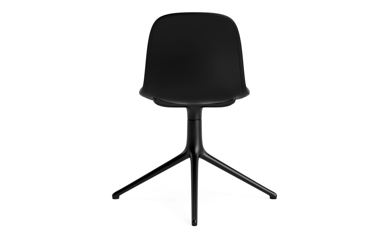 Moderner Form Drehstuhl 4L aus schwarzem Aluminium mit weichem Vollpolster, ideal für stilvolle Büros und Wohnräume.