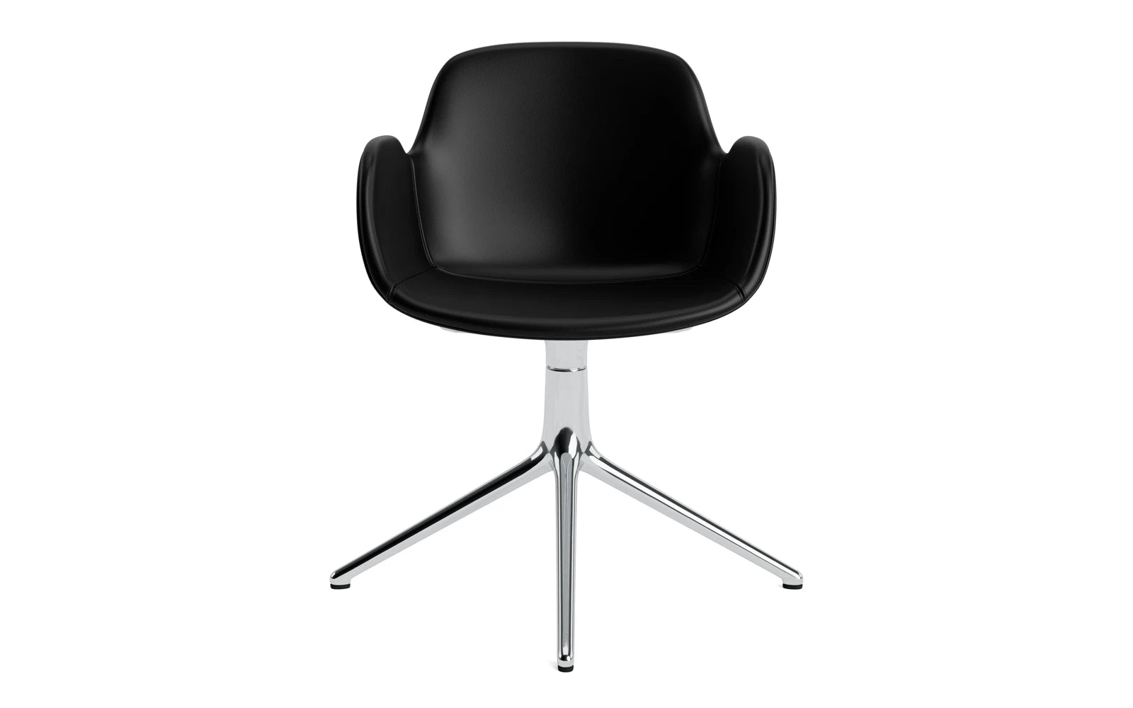 Moderner Form Drehstuhl 4L von Normann Copenhagen, gepolstert mit hochwertigem Ultra Leder und stabilen Aluminiumbeinen, ideal für stilvolle Büros.